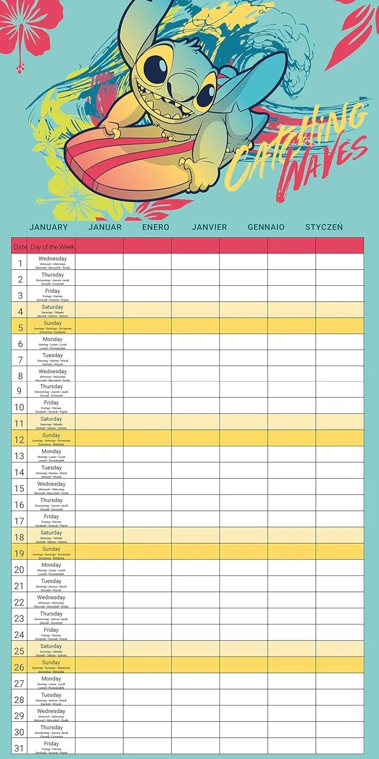 Lilo & Stitch 2025 30x30 Family Calendar – Official Disney 12-Month Planner, Col, изображение 3