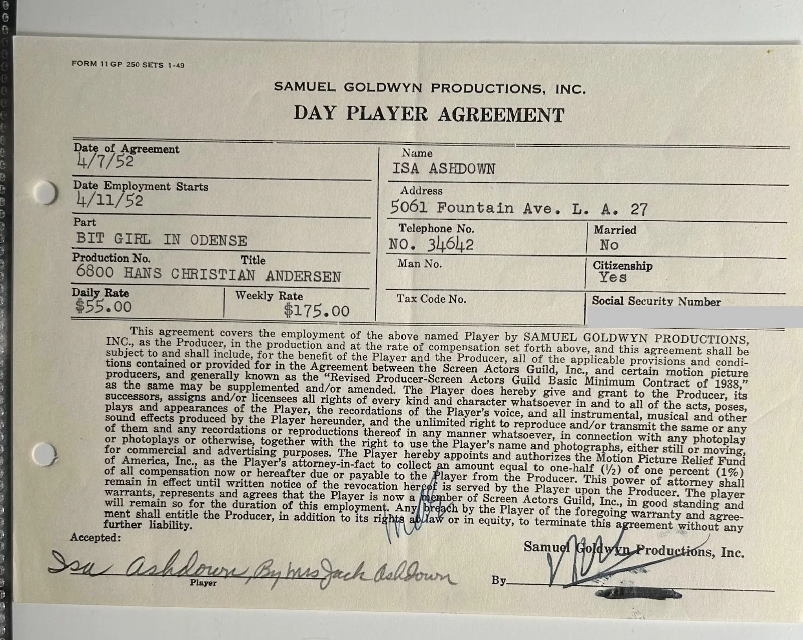 5 SIGNED HANS CHRISTIAN ANDERSEN Contracts—Karath•Lonnie Burr•Aaker•Ashdown•Odin, image 5