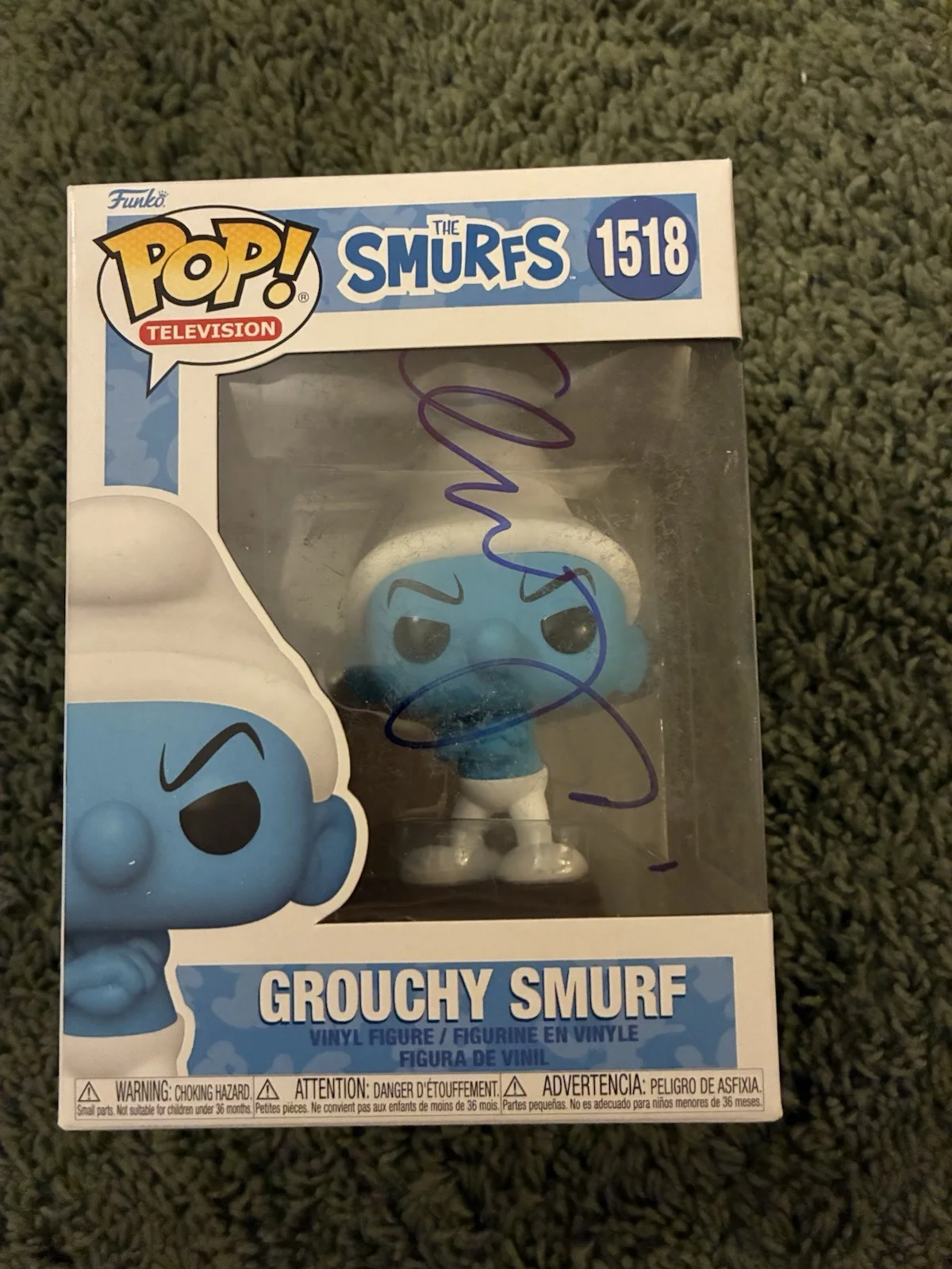 George Lopez Signed Autographed Grouchy Smurf Funko Pop The Smurfs, изображение 2