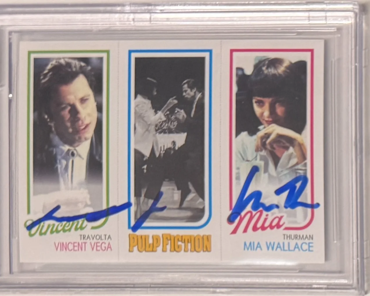 John Travolta, Uma Thurman — Custom Card Pulp Fiction #94 Signed John Travolta Uma Thurman Beckett Witnessed, image 5
