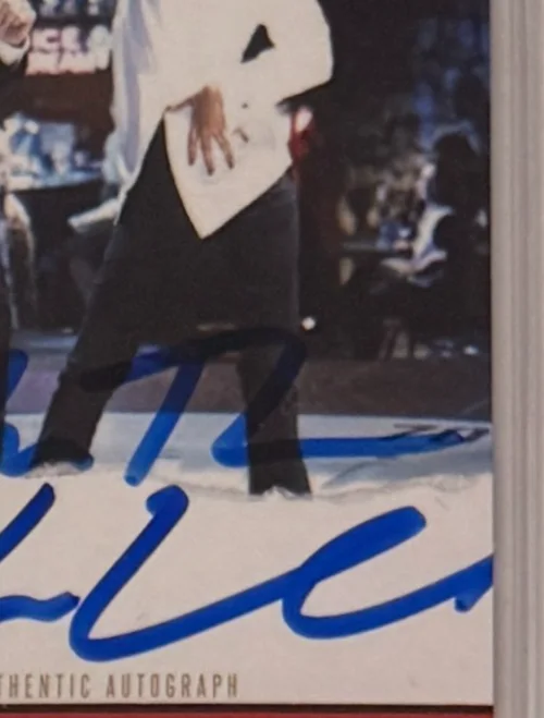 John Travolta, Uma Thurman — Custom Card Pulp Fiction #94 Signed John Travolta Uma Thurman Beckett Witnessed, image 2