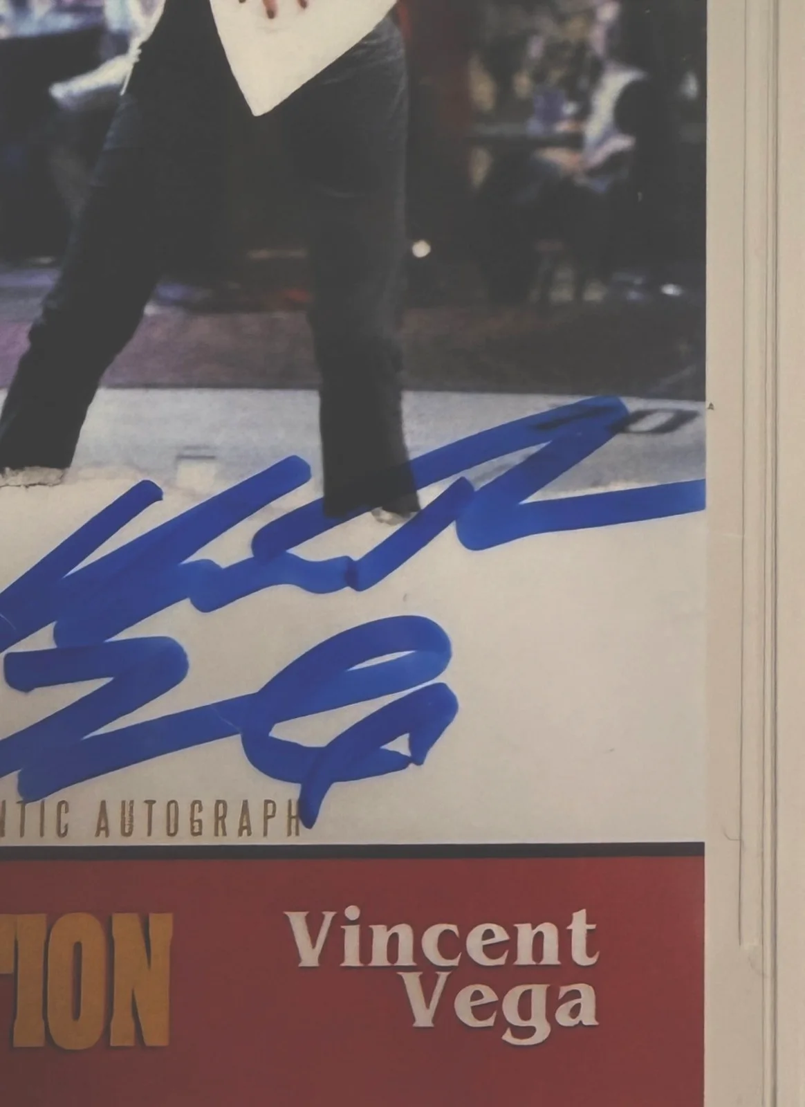 John Travolta, Uma Thurman — Custom Card Pulp Fiction #94 Signed John Travolta Uma Thurman Beckett Witnessed, image 3