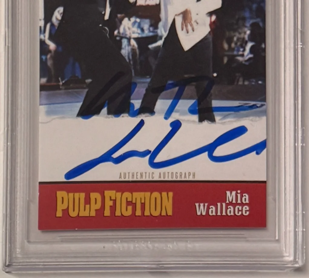 John Travolta, Uma Thurman — Custom Card Pulp Fiction #94 Signed John Travolta Uma Thurman Beckett AUTO 10, image 2