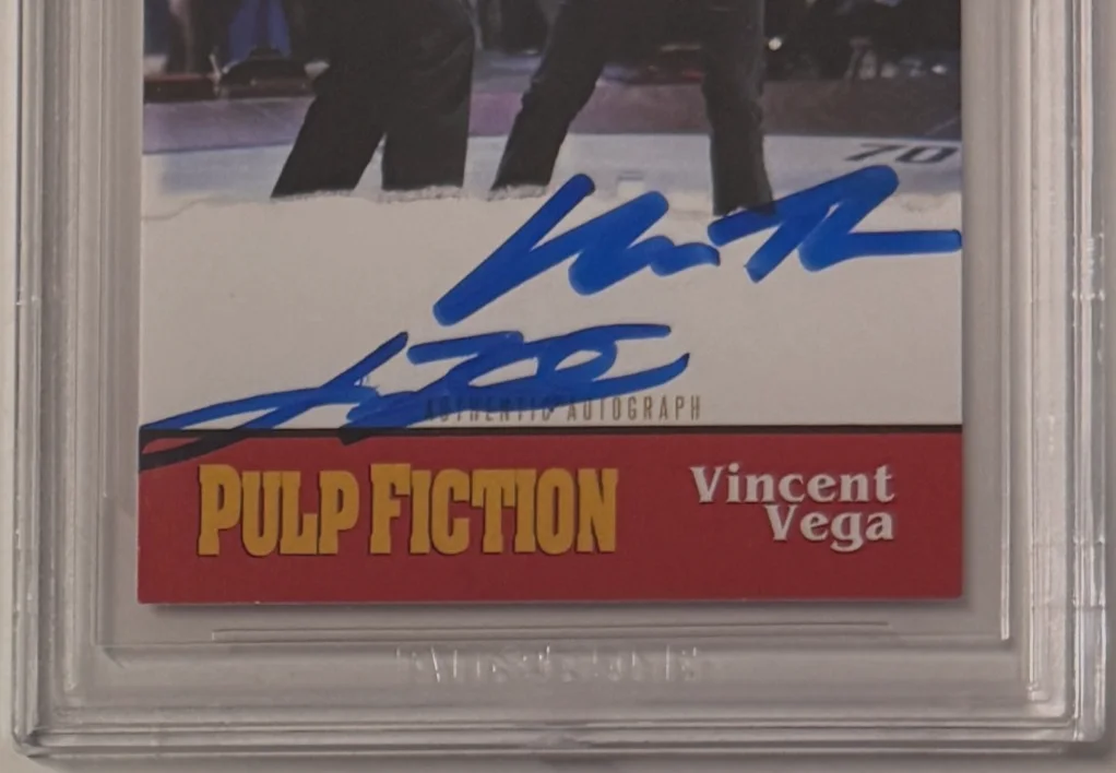 John Travolta, Uma Thurman — Custom Card Pulp Fiction #94 Signed John Travolta Uma Thurman Beckett AUTO 10, image 3