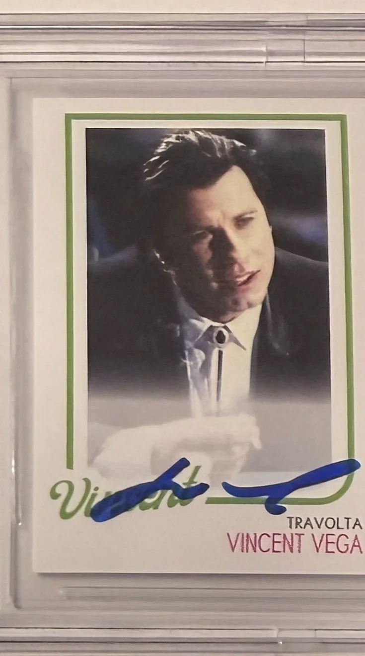 John Travolta, Uma Thurman — Custom Card Pulp Fiction #94 Signed John Travolta Uma Thurman Beckett AUTO 10, image 4