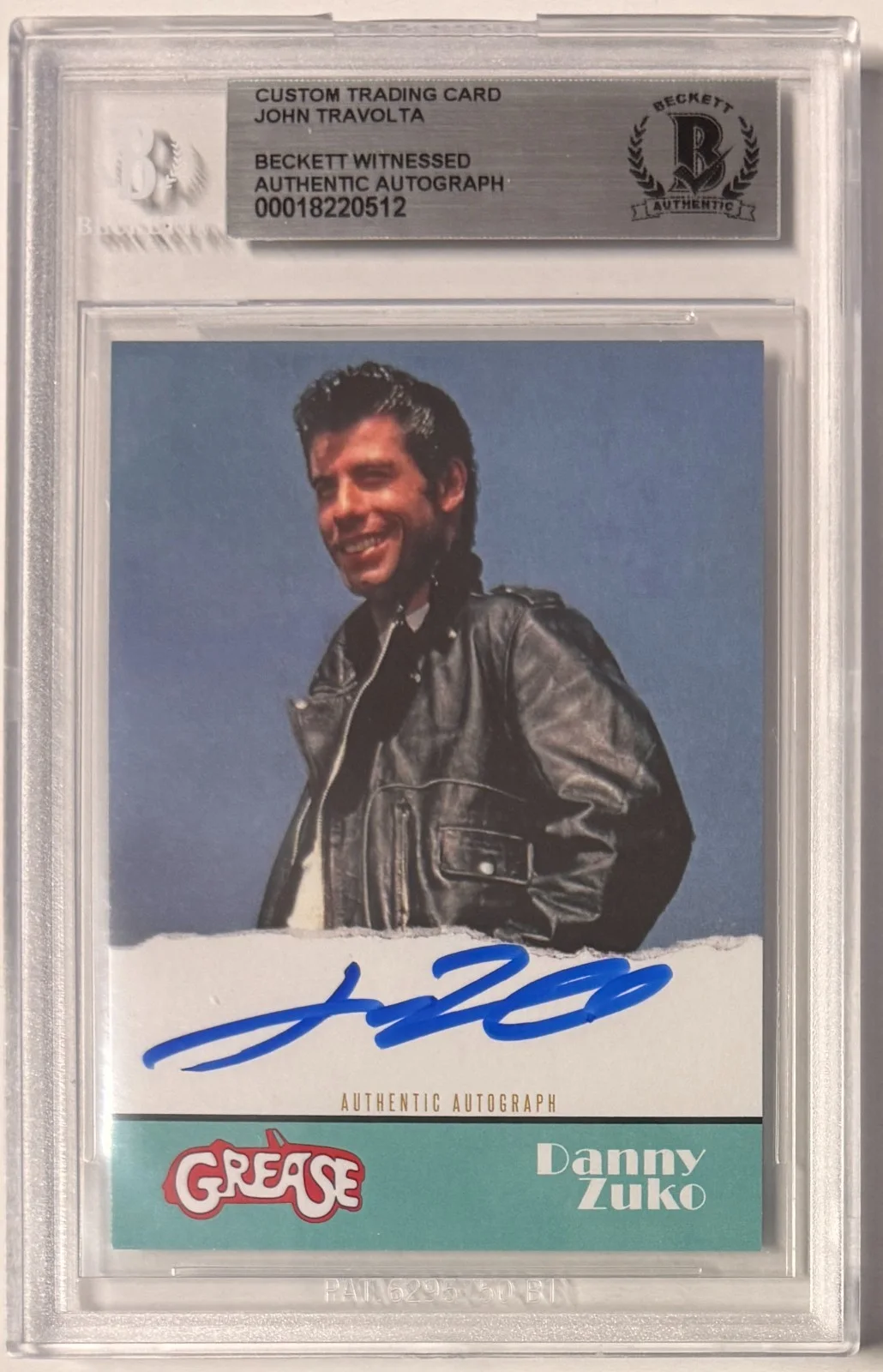 John Travolta — Custom Trading Card Grease #78 Signed John Travolta Beckett BAS Witnessed, изображение 2