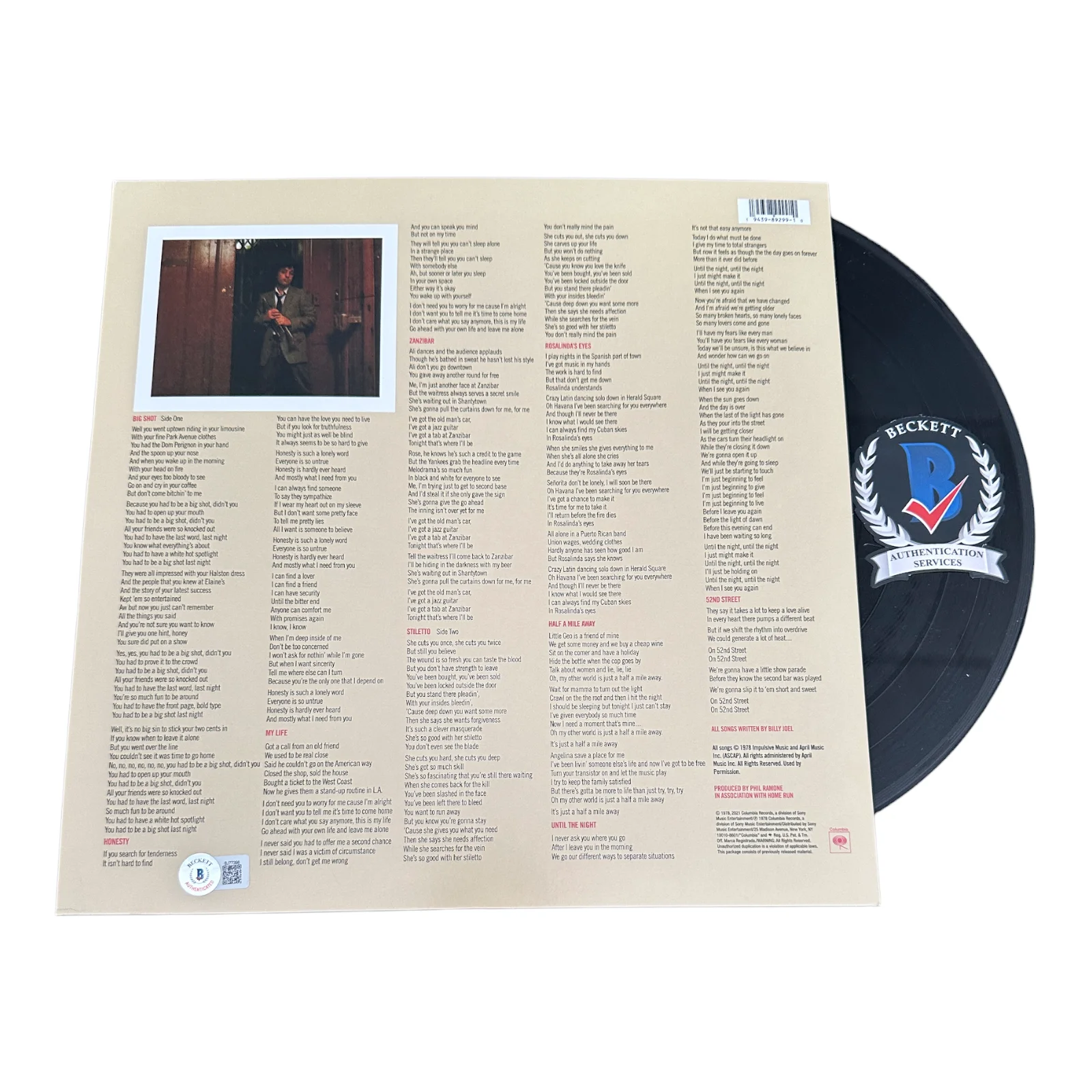 BILLY JOEL SIGNED AUTOGRAPH 52nd STREET LP VINYL BAS BECKETT THE PIANO MAN, image 2
