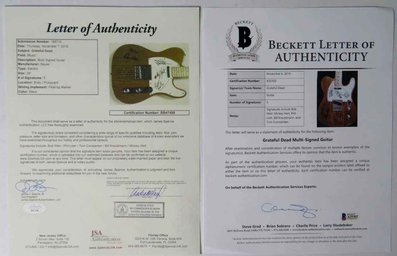 Bob Weir GRATEFUL DEAD Signed Autograph Auto Guitar by 5 w/ Song Lyrics JSA BAS, image 2