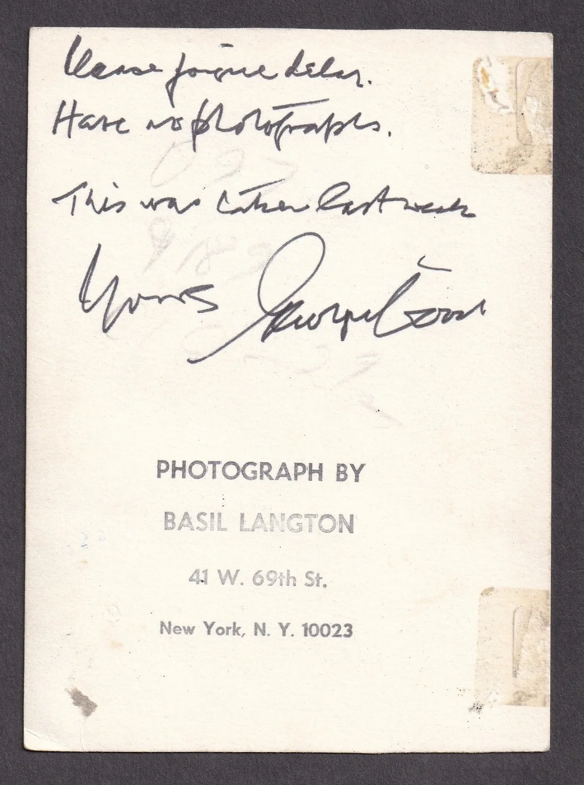Autographed George New York Actor In 1975 Unknown Glossy Fan Photo Signed, image 2