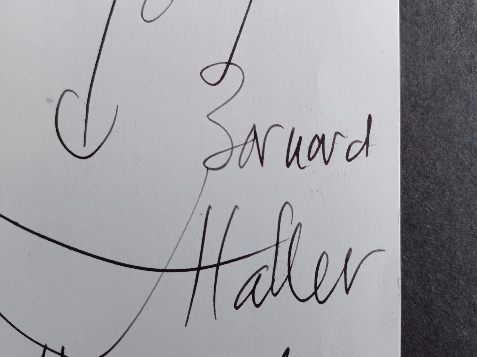Bernard Haller (d. 2009) Signed 4x6 Card w/Drawing - Actor, image 2