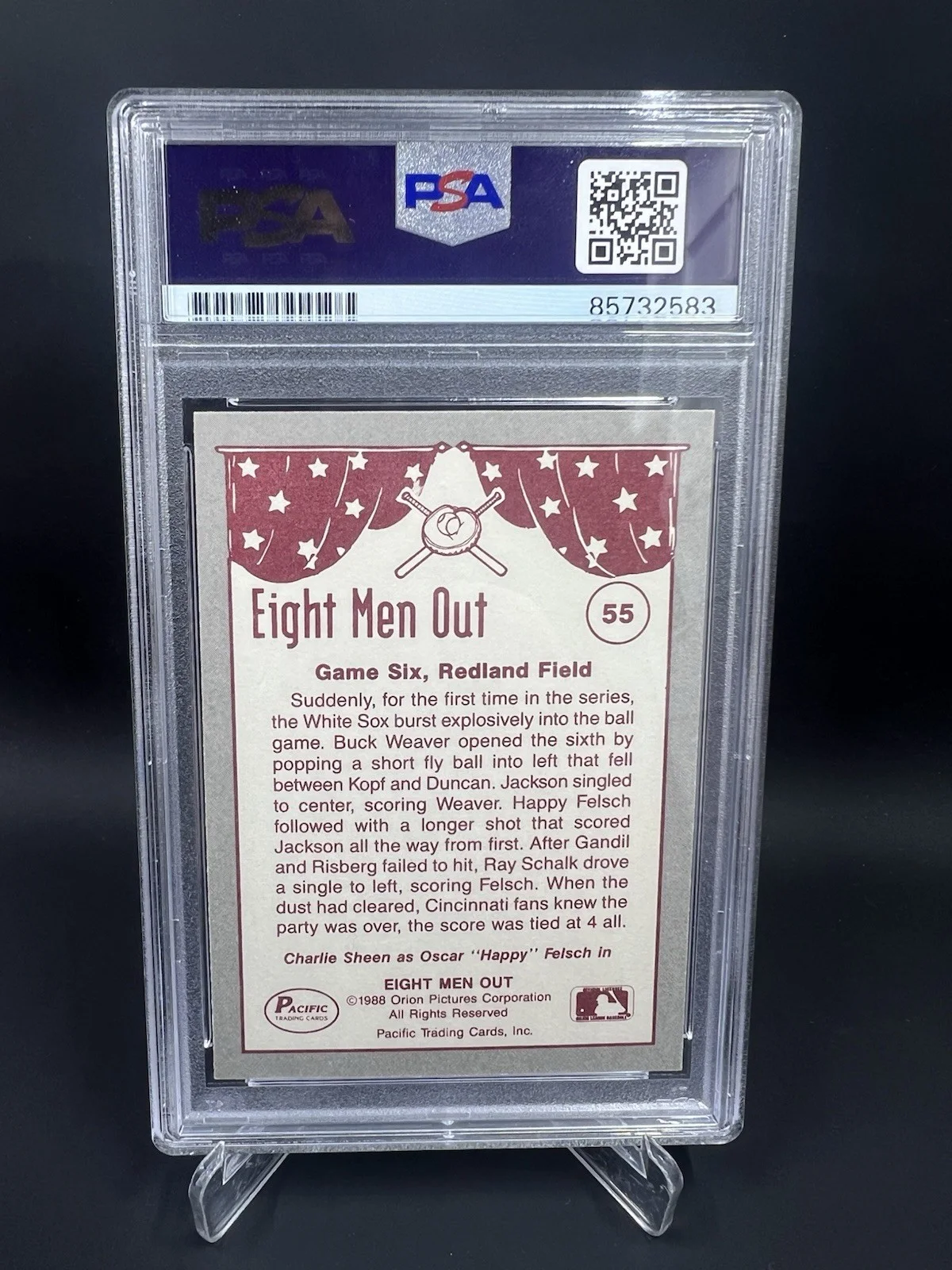 Charlie Sheen — Charlie Sheen Signed 1988 Pacific Eight Men Out IP Auto PSA/DNA Oscar Felsch, изображение 3