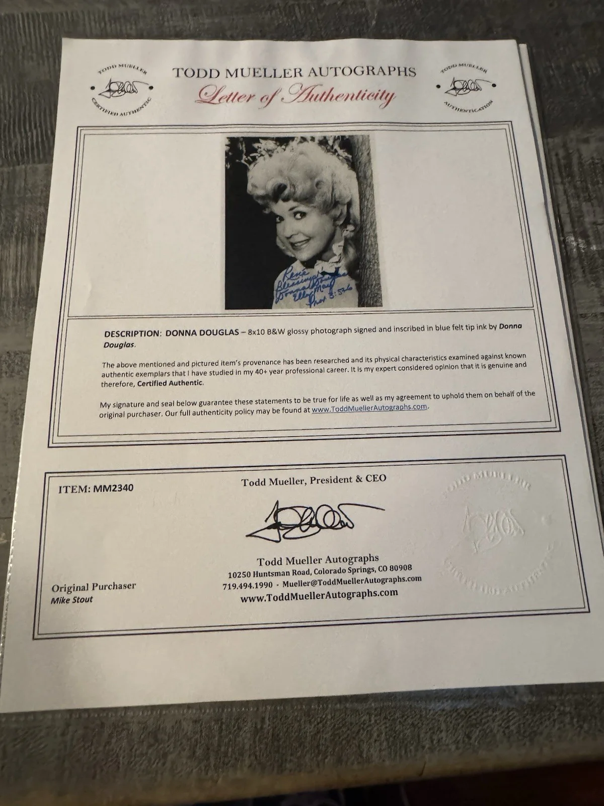 Donna Douglas — Donna Douglas Signed 8x10 photo with Dual COAs Beverly Hillbillies Star actress, image 3