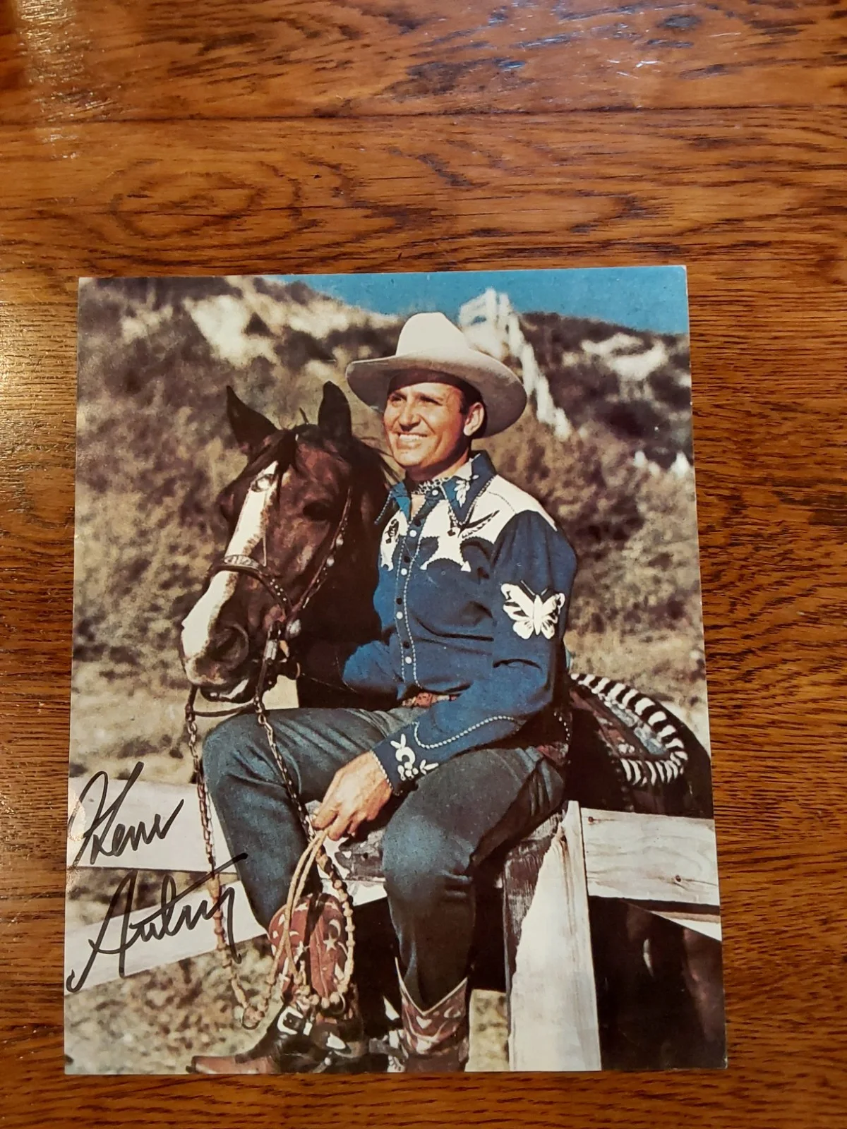 Gene Autry — Gene Autry and Champion 8 × 10 Signed Colored Photo Print
