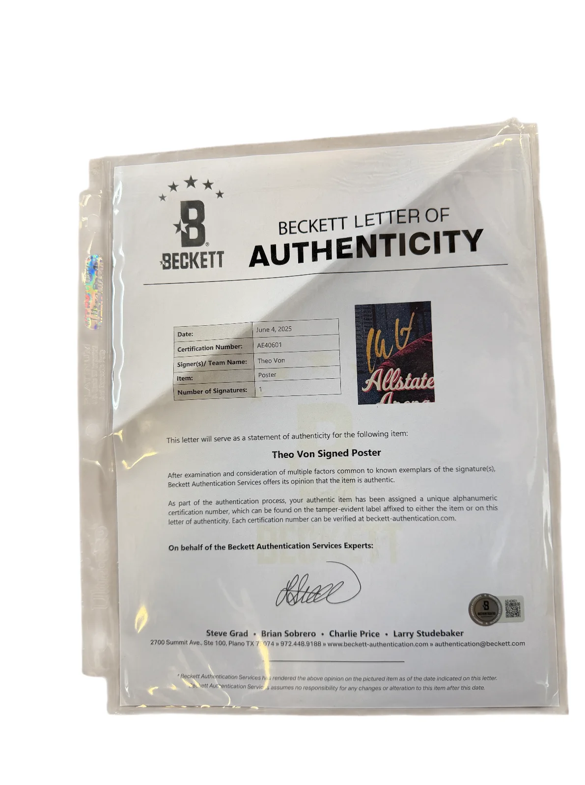 Theo Von — Theo Von Signed Autographed Tour Poster Custom Framed BAS COA, image 2