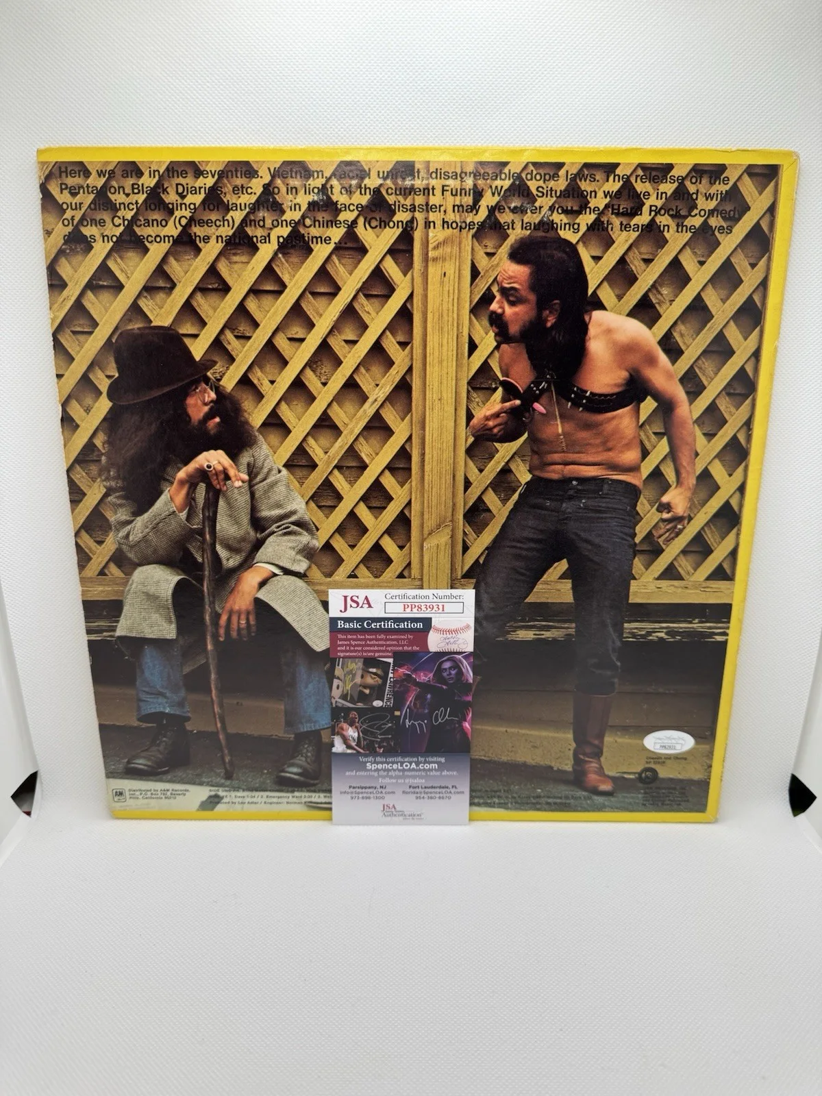 Cheech, Chong — Cheech Marin Tommy Chong Signed Vinyl Self Tiled Album Record JSA COA Autograph, изображение 2