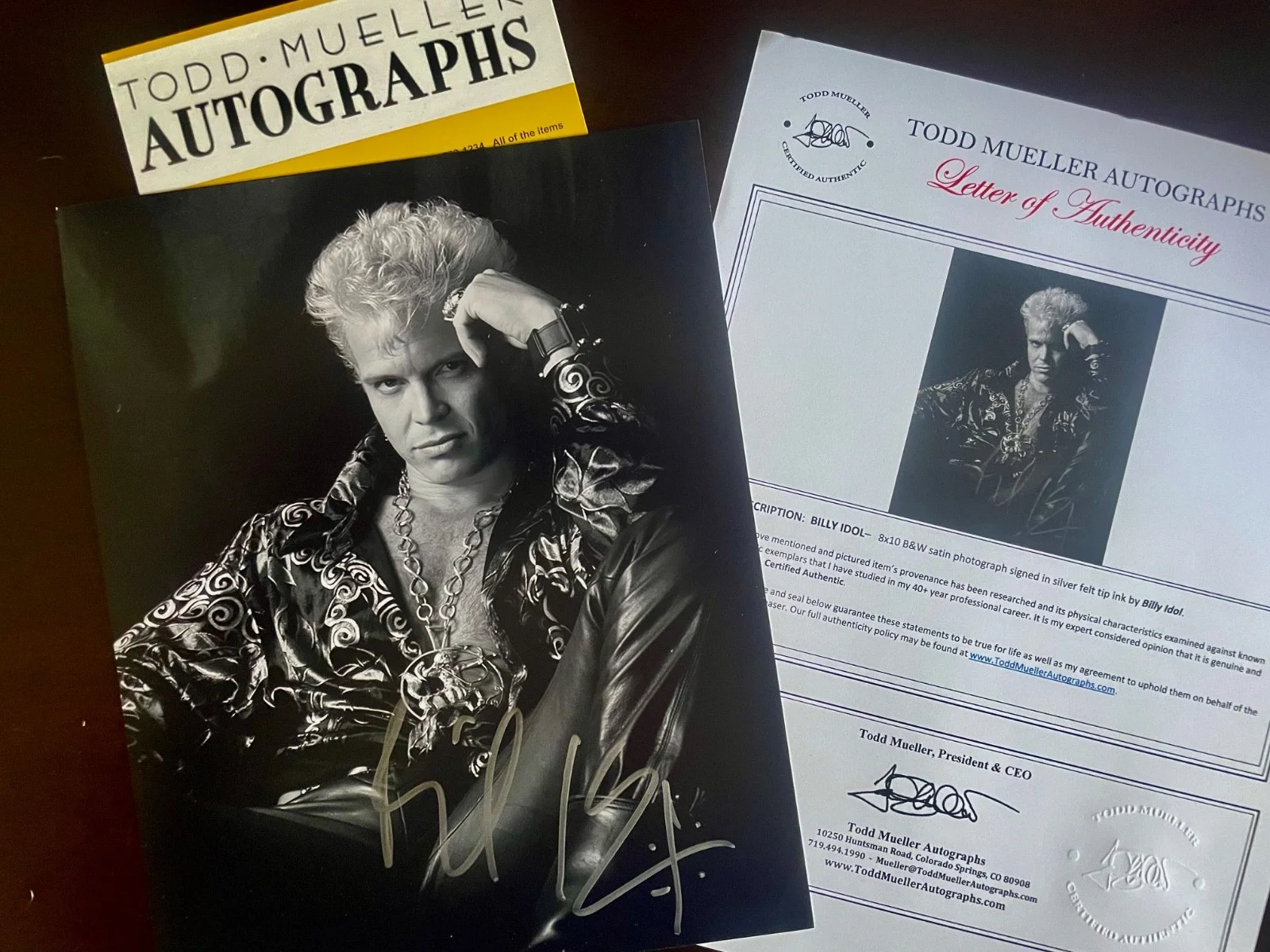 Billy Idol 8 x 10 Hand signed autograph Color Vintage Photo Includes COA, image 2