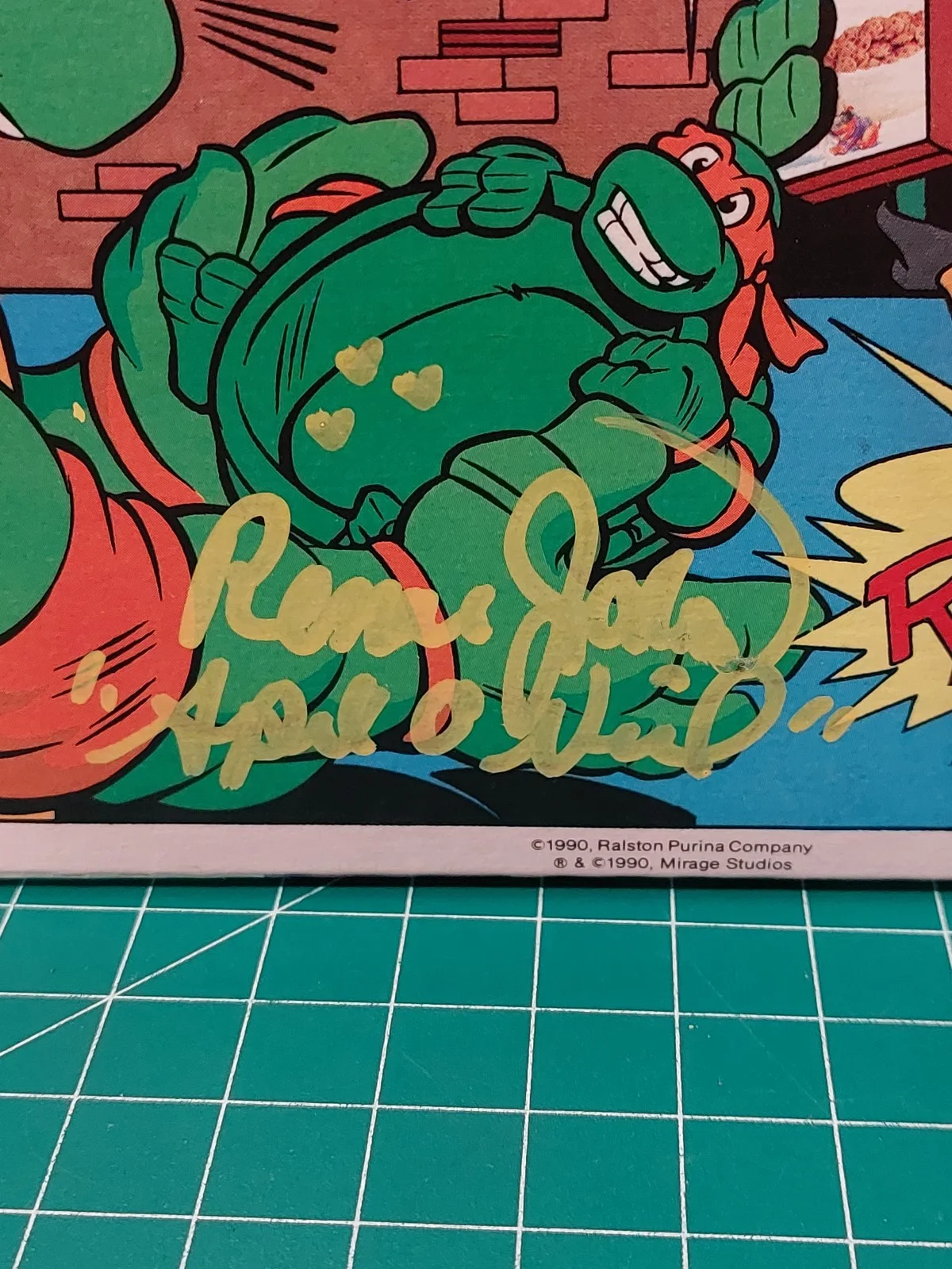 Renae Jacobs — RENAE JACOBS Signed APRIL O'NEIL Cookie Crisp Box Ninja Turtle Comic Strip, image 2