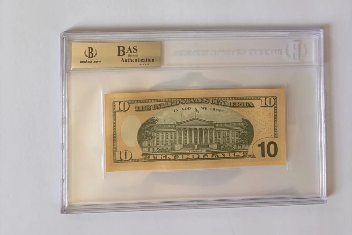 LIN MANUEL MIRANDA SIGNED $10 BILL US MONEY HAMILTON BROADWAY PLAY SLAB BAS, image 3