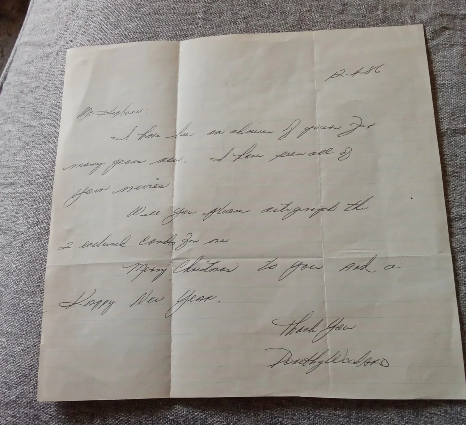 Katharine Hepburn — Original Katharine Hepburn- Autographed on her Letterhead IV-29-1986 plus Letter, image 2