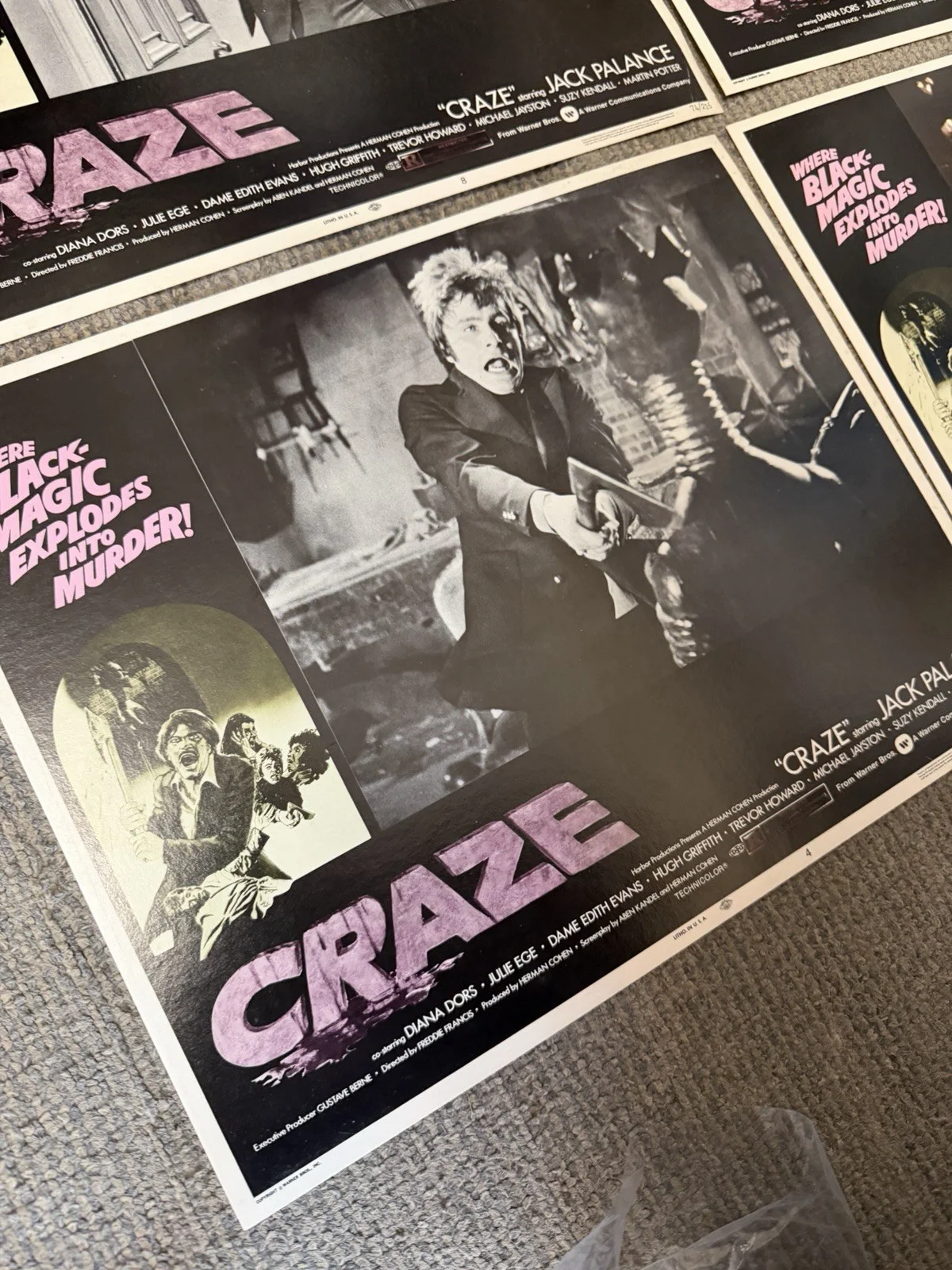 Craze 1974 Original Cinema Lobby Cards (Full Set Of 8 Cards), изображение 4