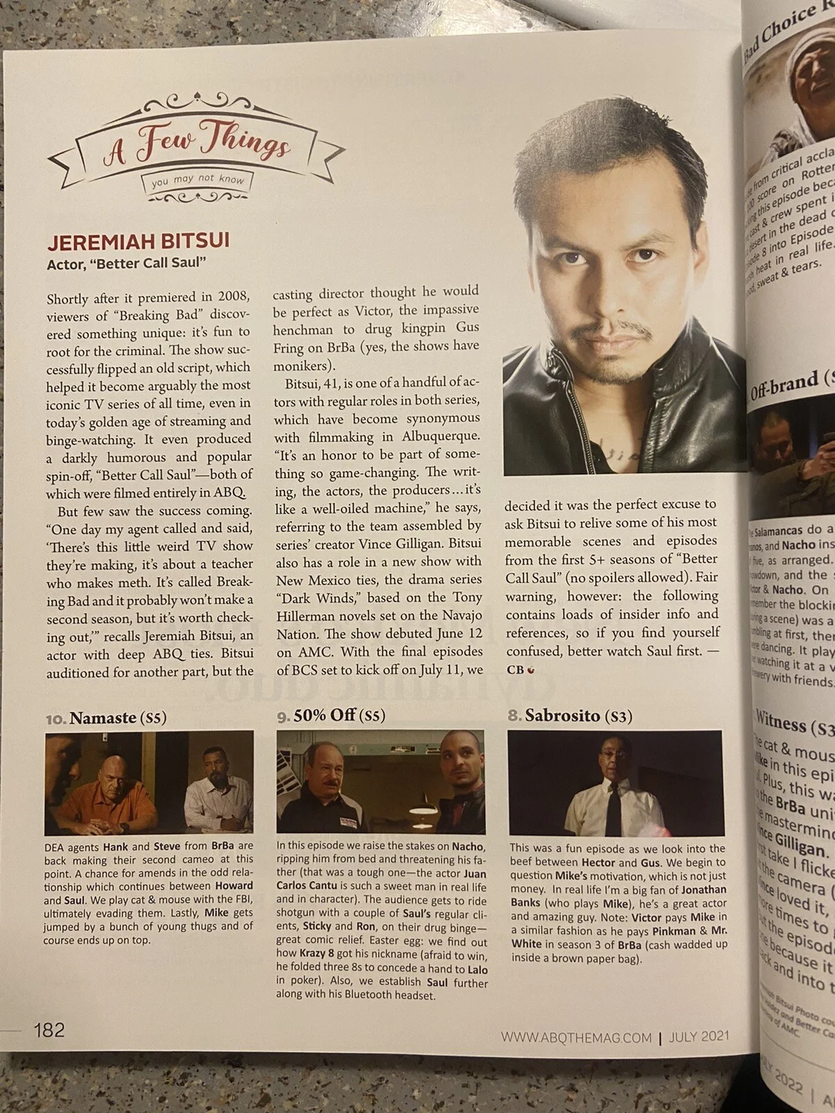 Jeremiah Bitsui — Better Call Saul Breaking Bad Victor- Jeremiah Bitsui SIGNED 2022 ABQ Magazine, изображение 3