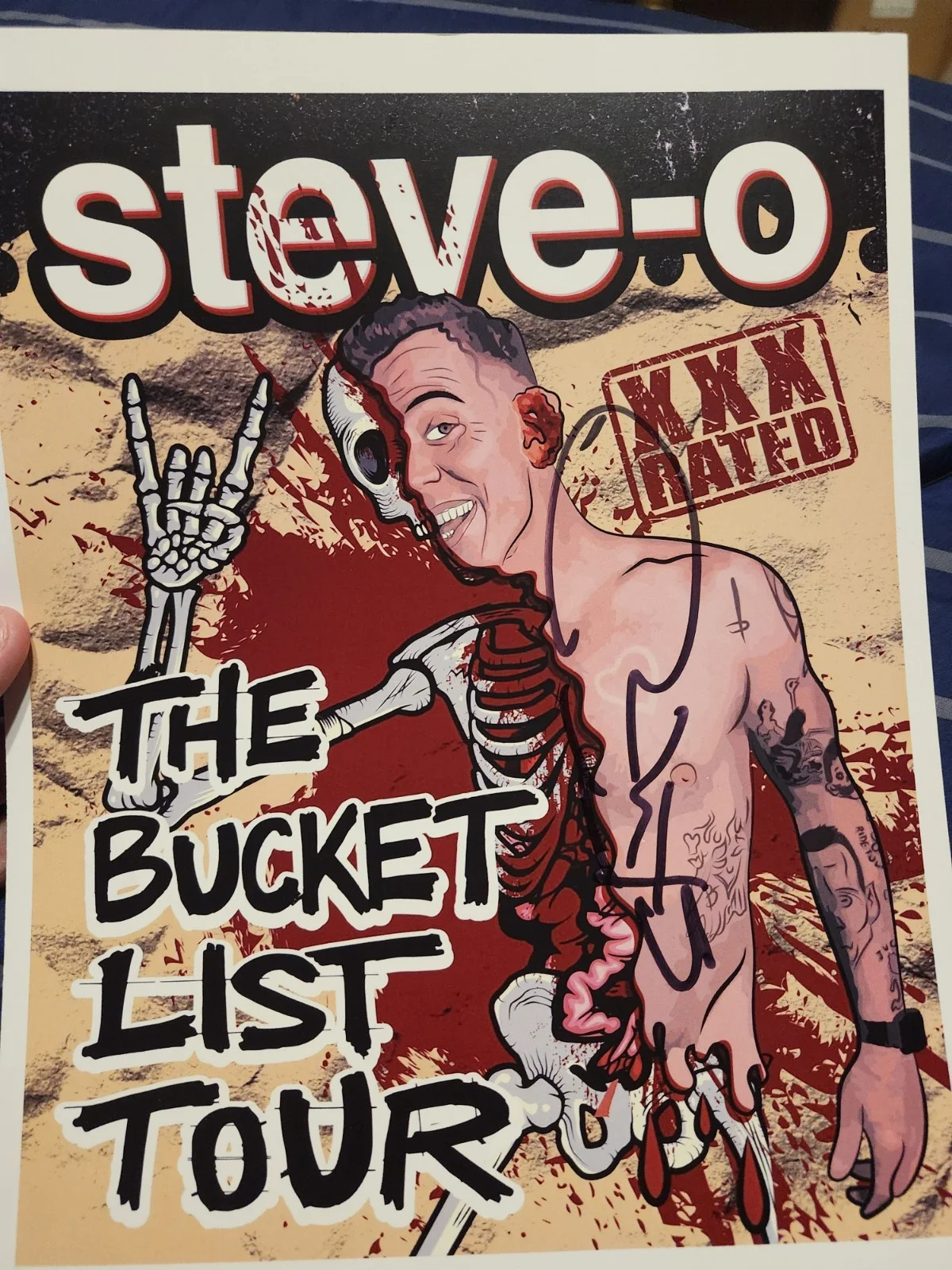 steve-o — Steve-O Jackass MrBeast Signed Autograph Photo Coa 8x10 Bucklist Tour Wild Boyz
