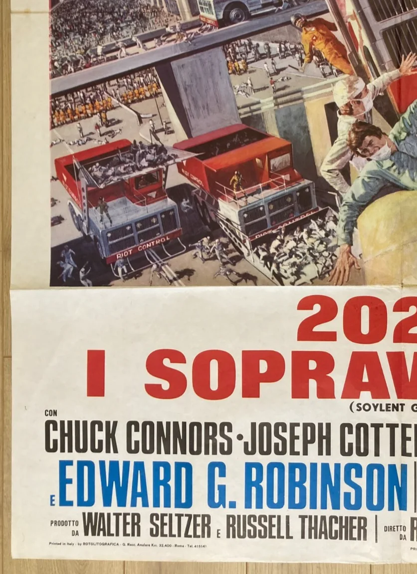 SOYLENT GREEN 1973 Original Cinema ITALIAN 2 Fogli Movie POSTER 39x55in Cult, изображение 4