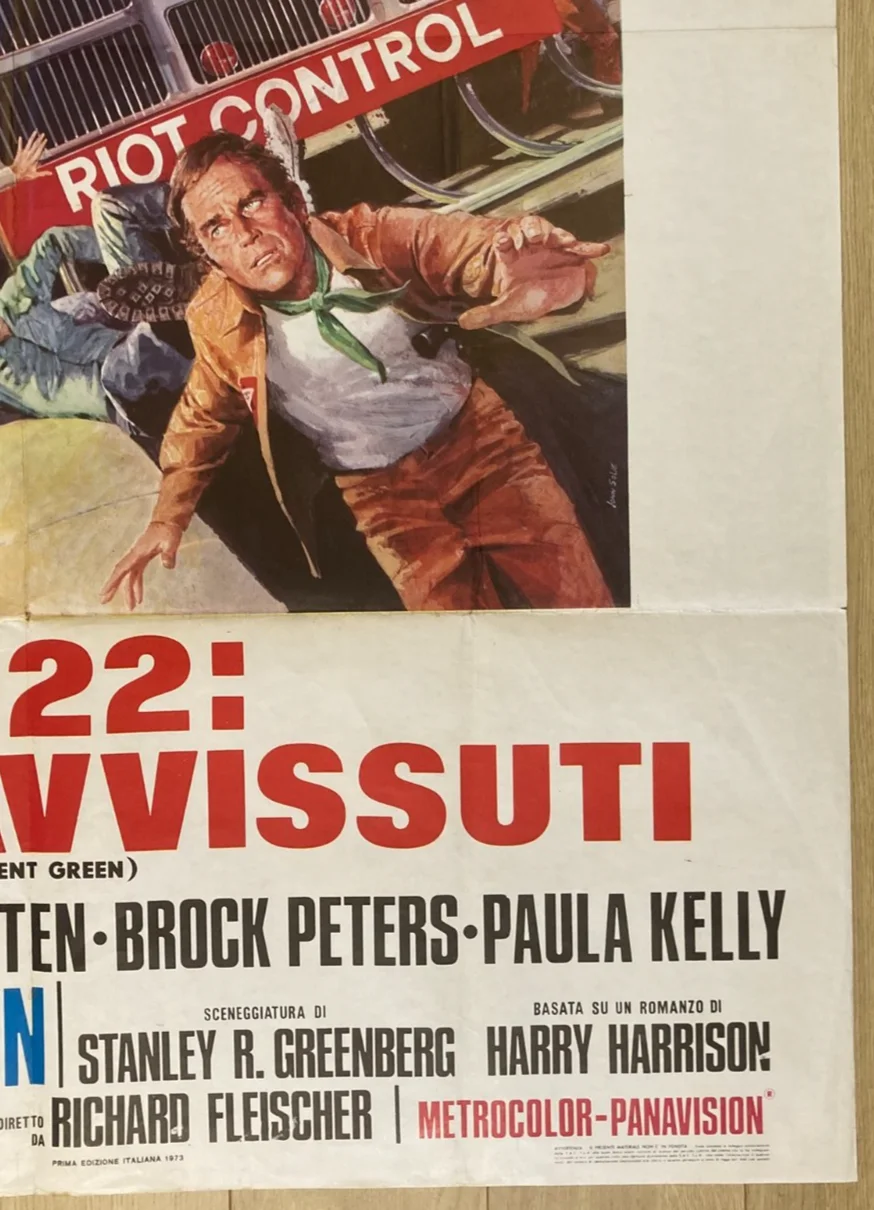 SOYLENT GREEN 1973 Original Cinema ITALIAN 2 Fogli Movie POSTER 39x55in Cult, изображение 5