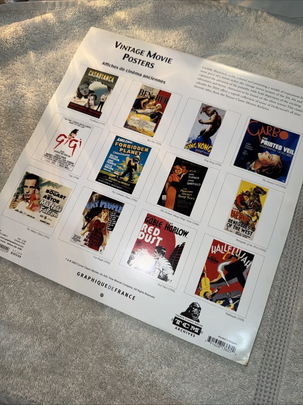 VINTAGE MOVIE POSTERS big photos in old calendar calender 2004 picture KING KONG, изображение 5