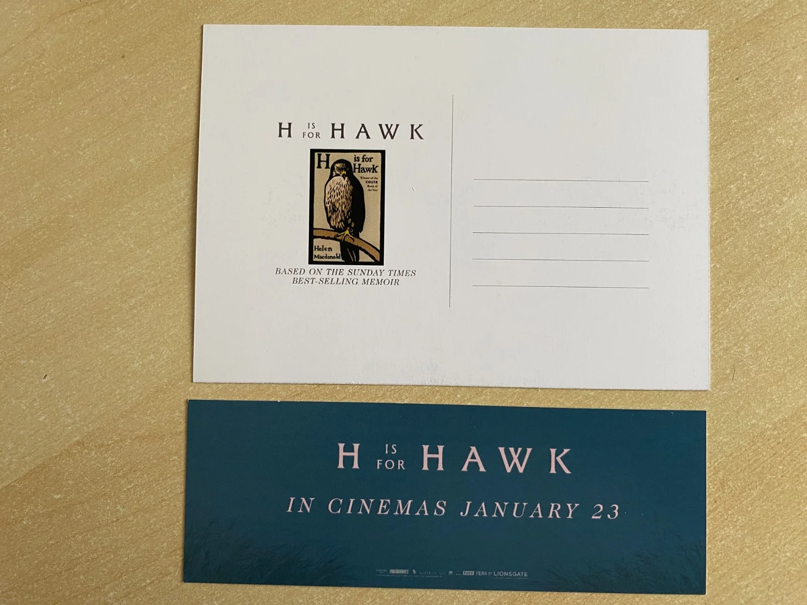 ‘H Is For Hawk’ Movie Promotional Postcard & Bookmark - New, image 4