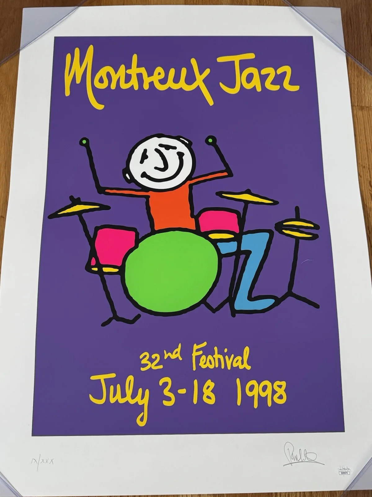 Rare Phil Collins SIGNED Montreux Jazz Festival Color Lithograph JSA Genesis, изображение 2