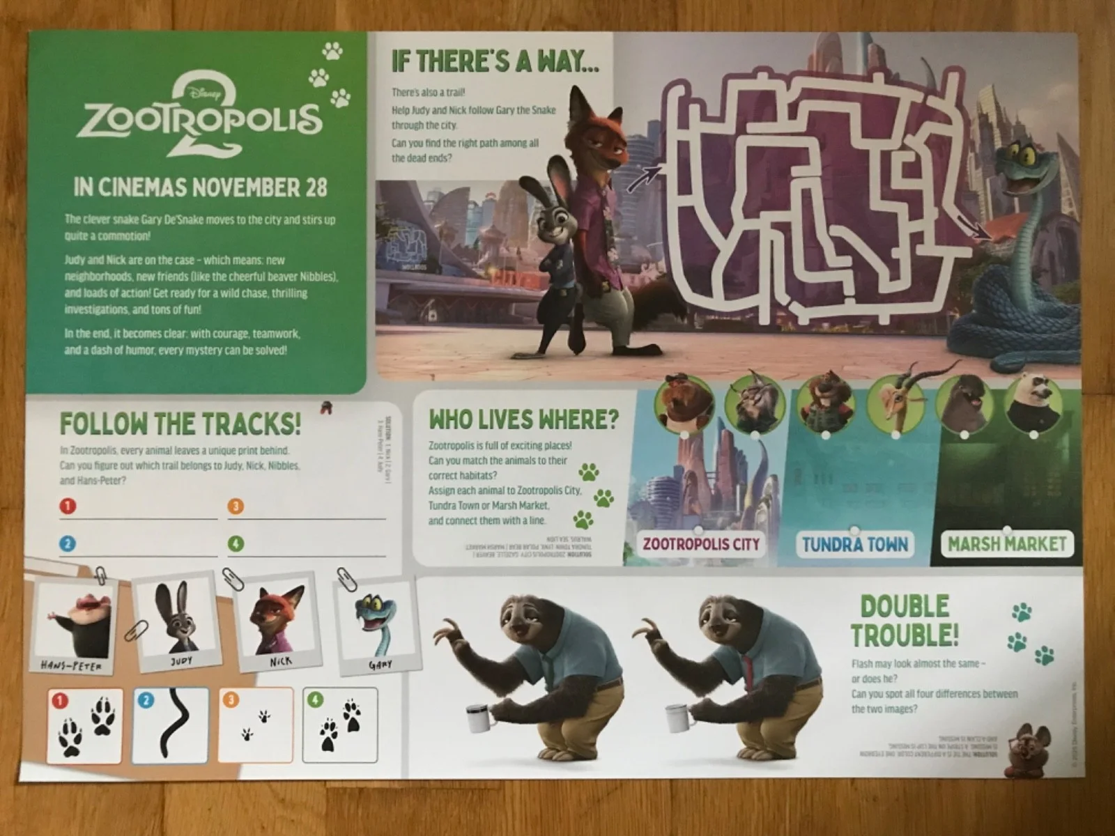 NEW Disney Zootropolis 2 (2025 movie) A3 Poster / Activity Sheet, UK exclusive, image 2
