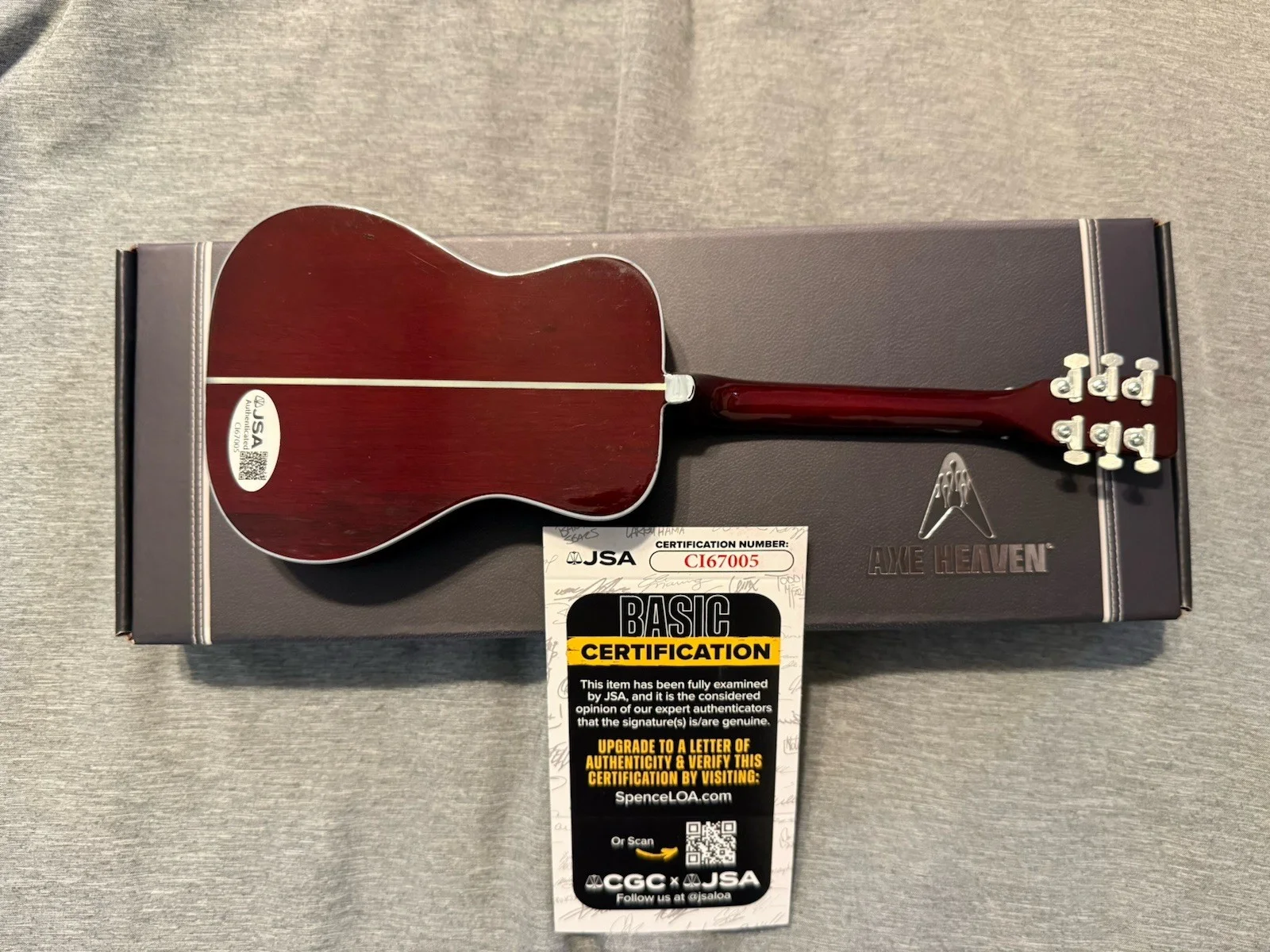 Lee Greenwood Signed and Inscribed USA Mini Axe Heaven Guitar JSA COA, image 2