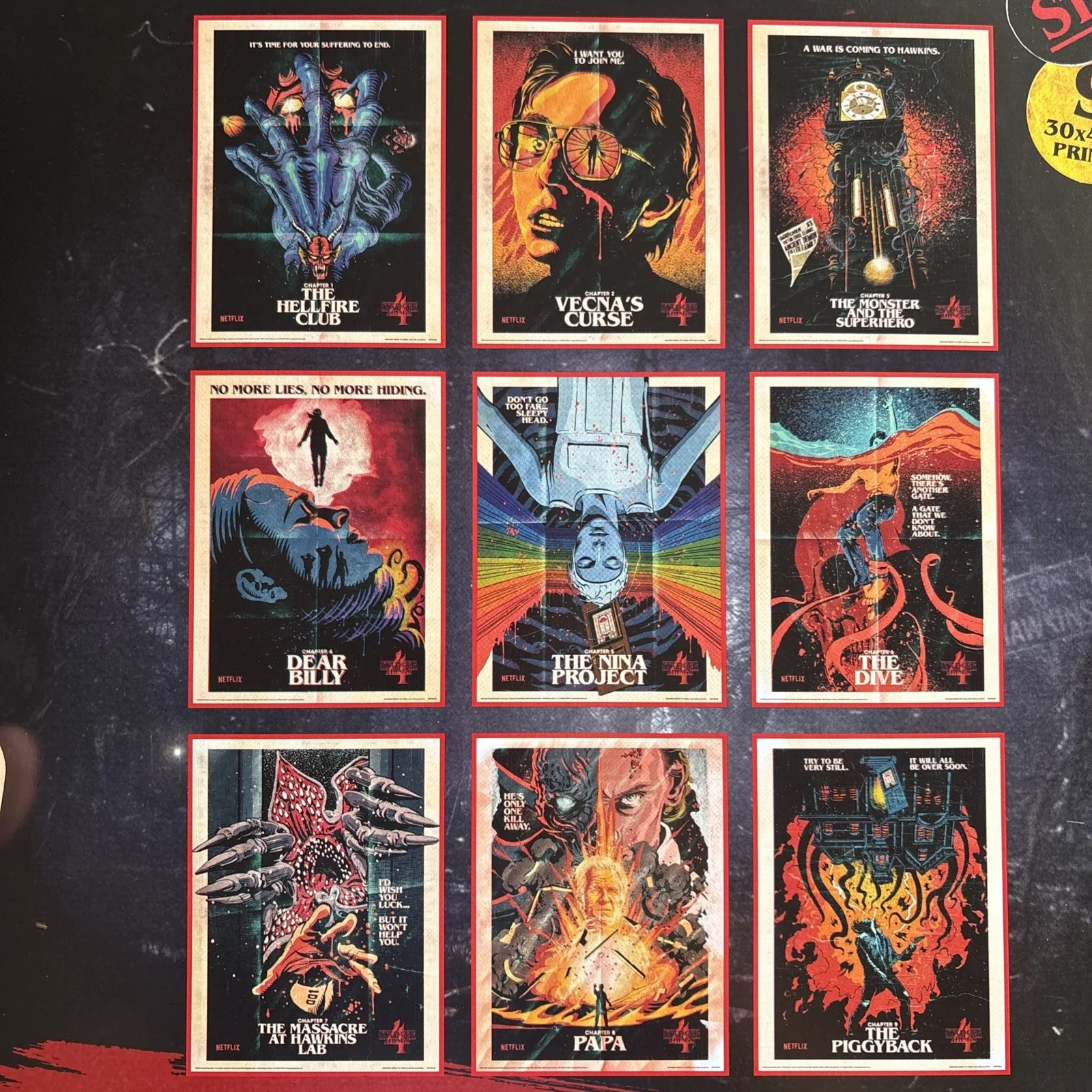 Stranger Things 4 Set of 9 Memorabilia Collector Prints / Official poster art, image 2