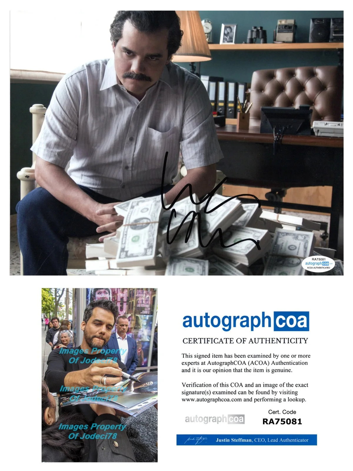 Wagner Moura — Wagner Moura Signed Autographed NARCOS Pablo Excobar 8x10 Photo PROOF ACOA E