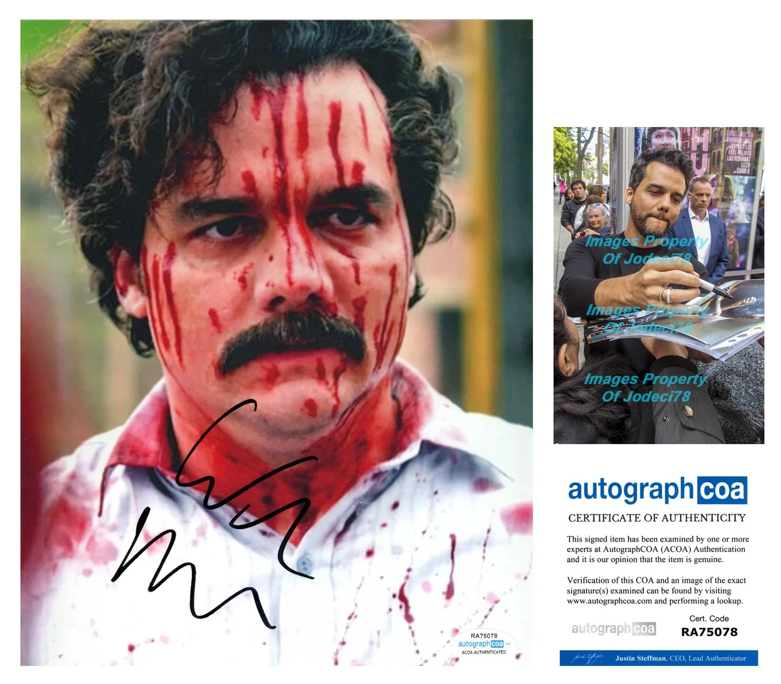 Wagner Moura — Wagner Moura Signed Autographed NARCOS Pablo Excobar 8x10 Photo PROOF ACOA C