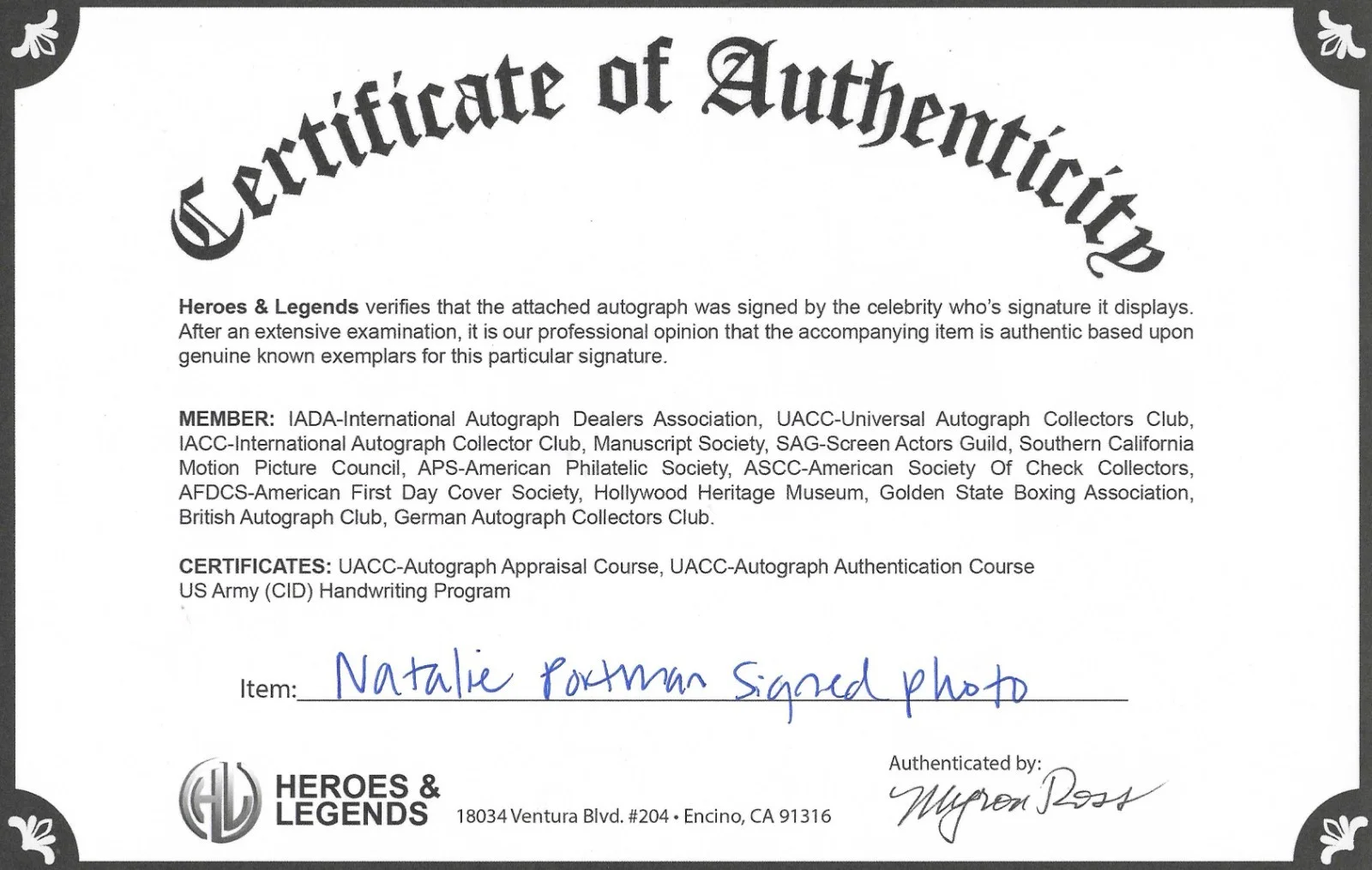 Natalie Portman — NATALIE PORTMAN signed MCU'S THOR, Star Wars 8x10 w COA, image 3