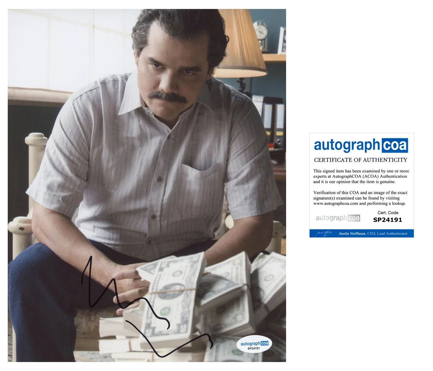 Wagner Moura — Wagner Moura Signed Autographed NARCOS Pablo Excobar 8x10 Photo PROOF ACOA B