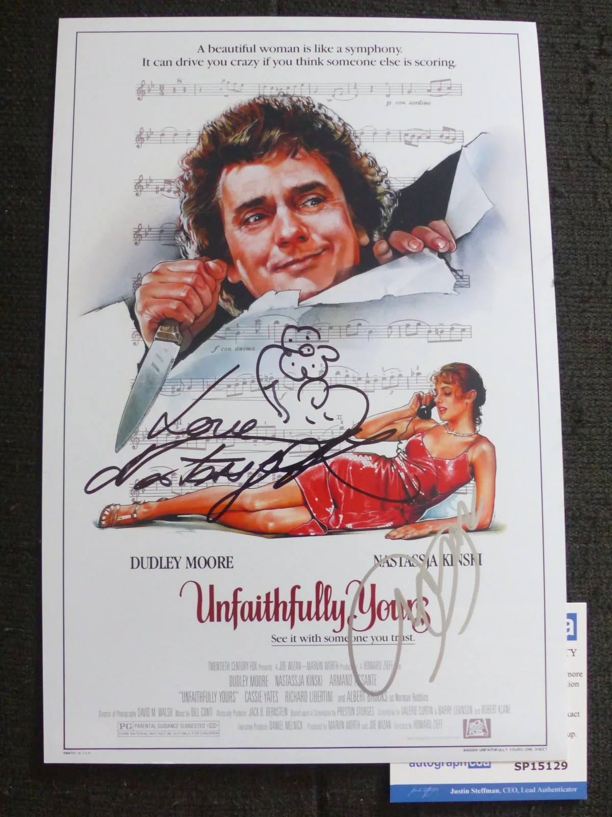 NASTASSJA KINSKI & ARMAND ASSANTE — NASTASSJA KINSKI & ARMAND ASSANTE signed autograph "UNFAITHFULLY YOURS" ACOA