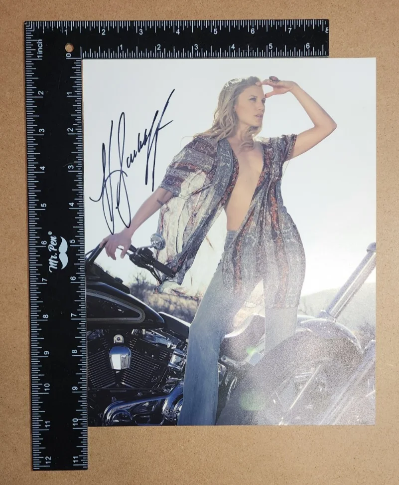 KATEE SACKHOFF — KATEE SACKHOFF Autographed / SIGNED Photo 8x10 - Sexy Cleavage w/Motorcycle, изображение 3