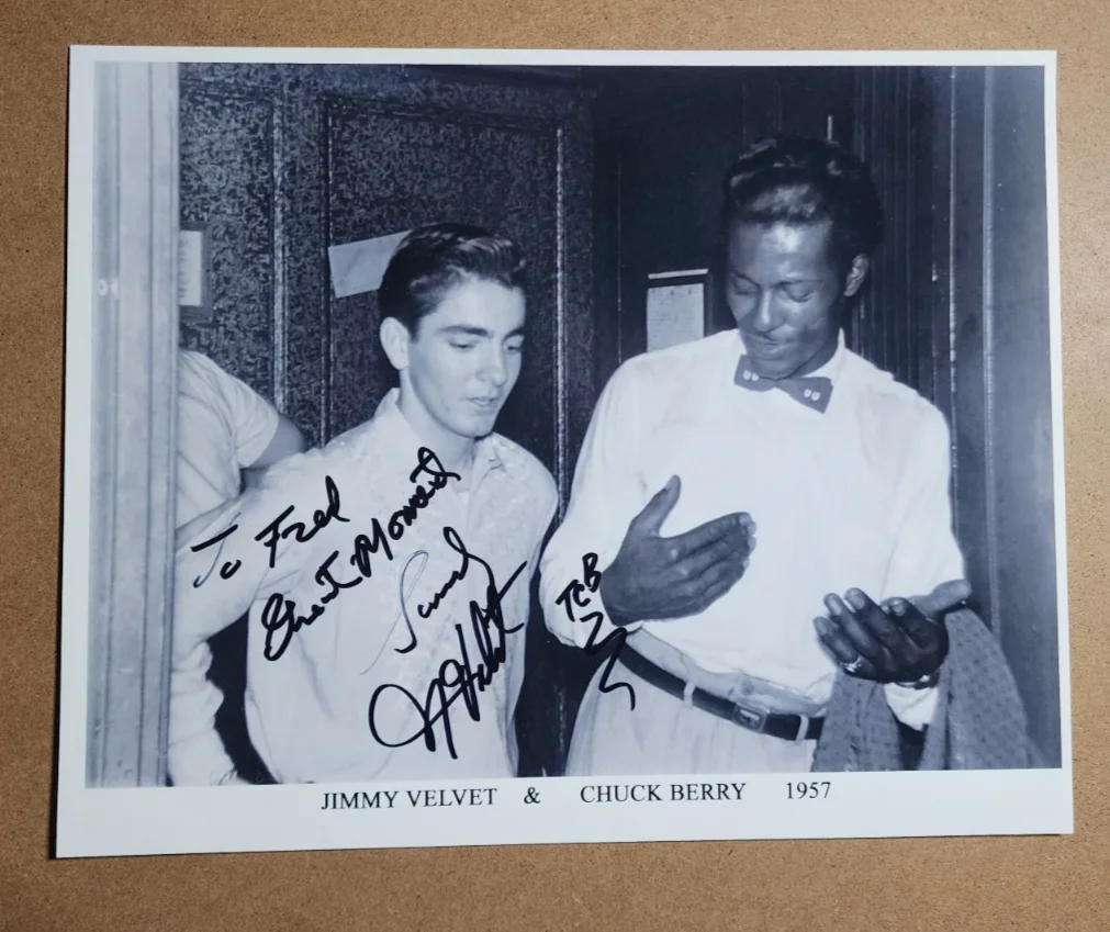 Vtg Photo of CHUCK BERRY & JIMMY VELVET Autographed / SIGNED by Velvet - TCB '57, изображение 2