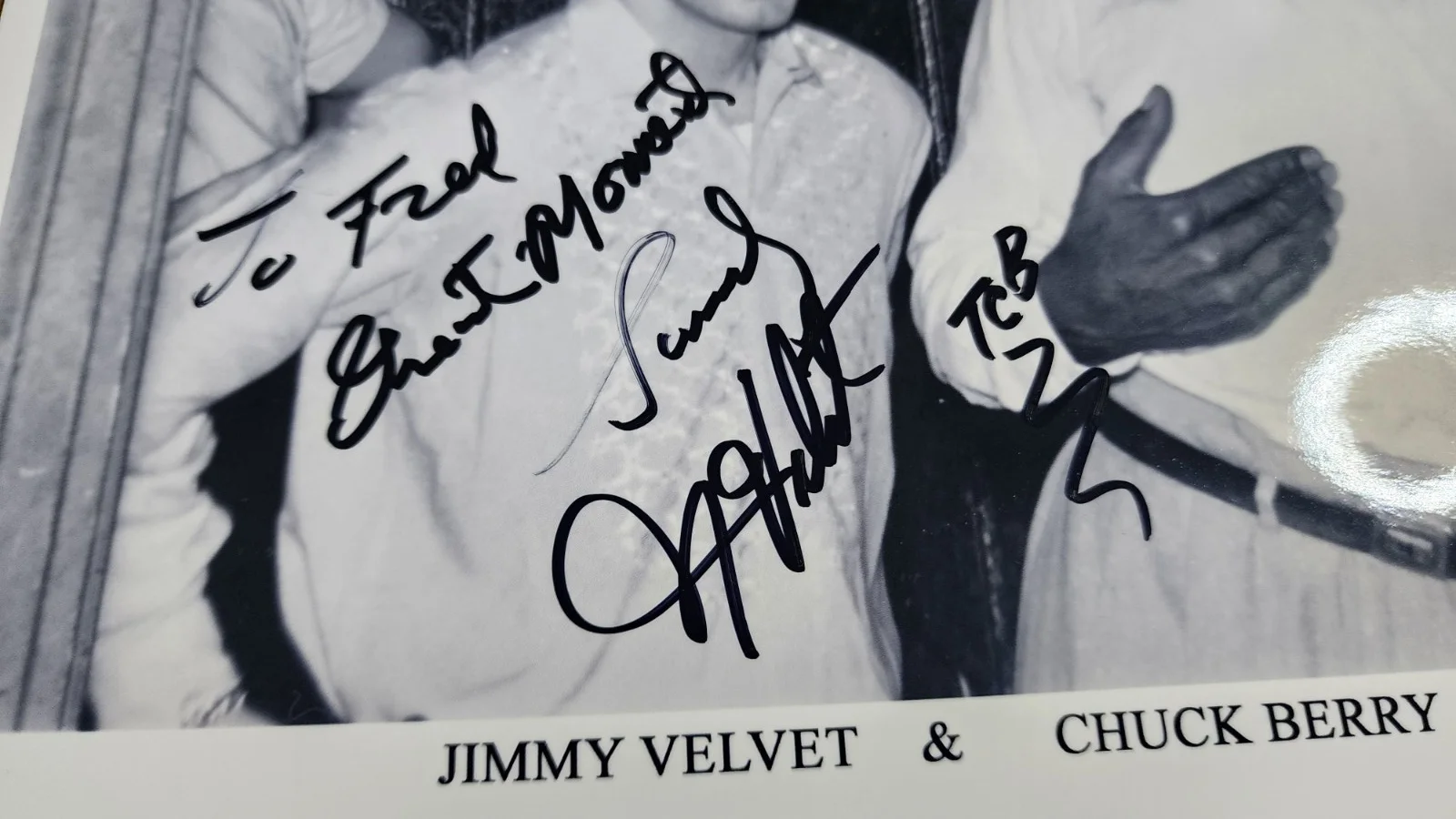 Vtg Photo of CHUCK BERRY & JIMMY VELVET Autographed / SIGNED by Velvet - TCB '57, изображение 4