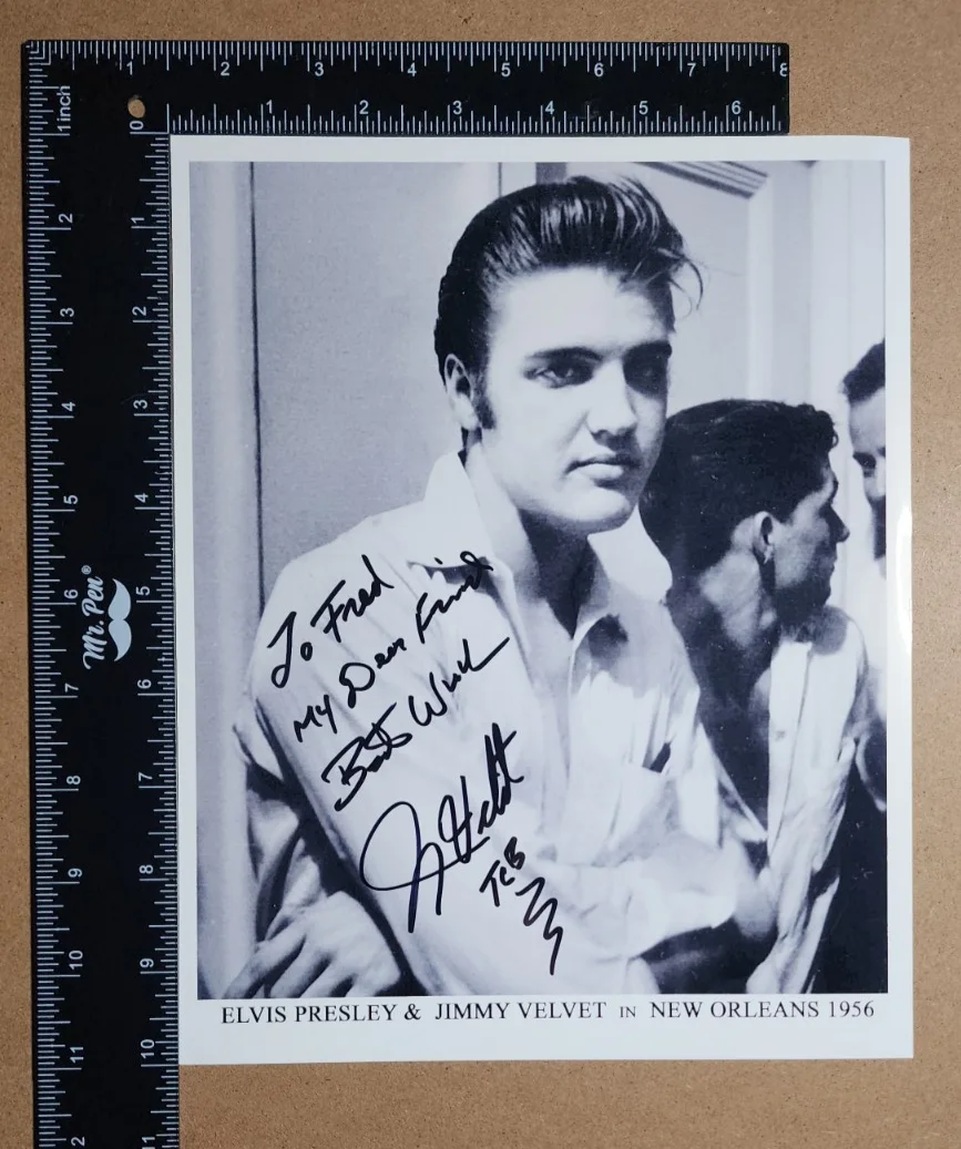 Vtg Photo of ELVIS PRESLEY & JIMMY VELVET Autographed / SIGNED by Velvet - TCB, изображение 2
