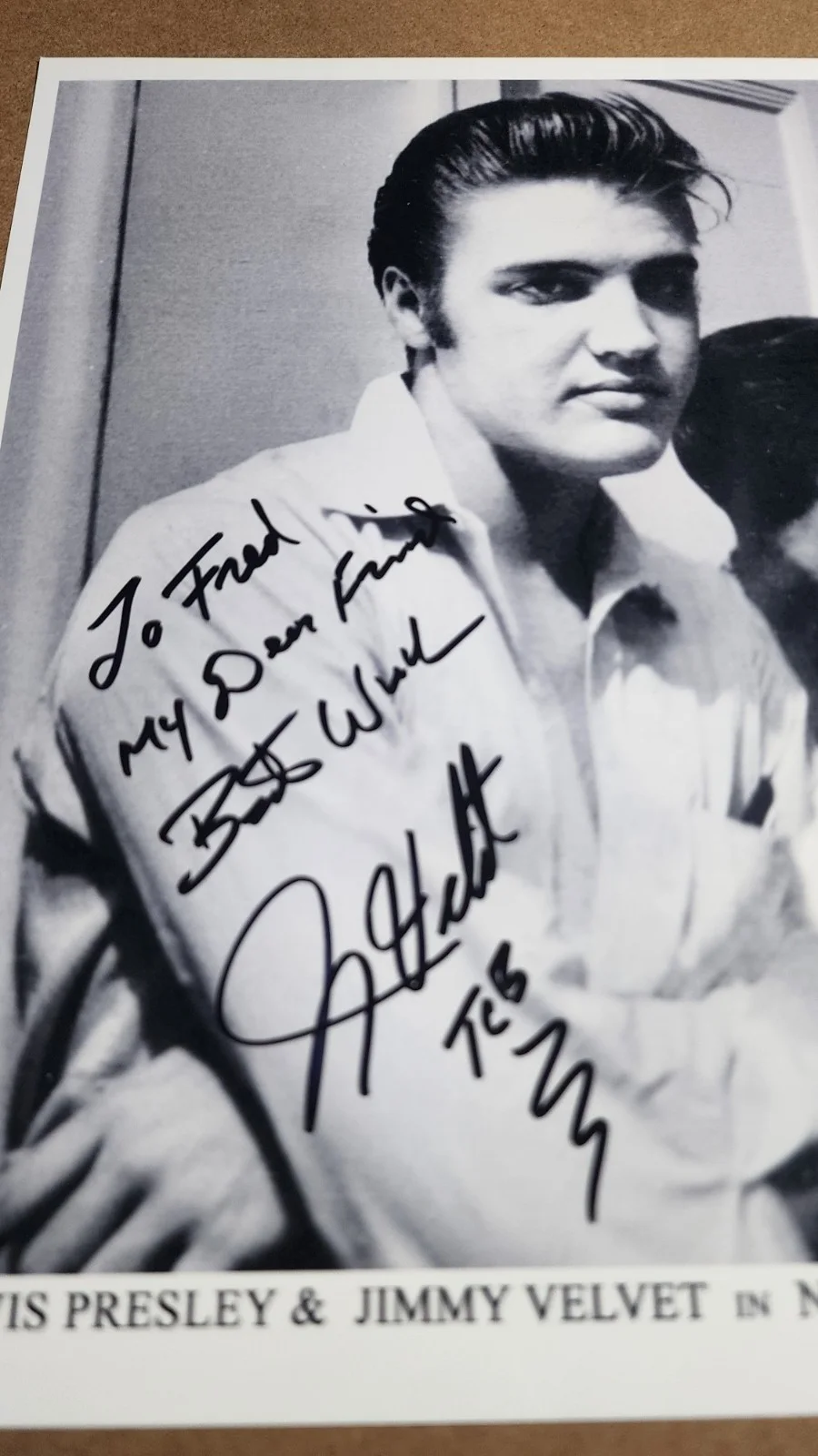 Vtg Photo of ELVIS PRESLEY & JIMMY VELVET Autographed / SIGNED by Velvet - TCB, изображение 4