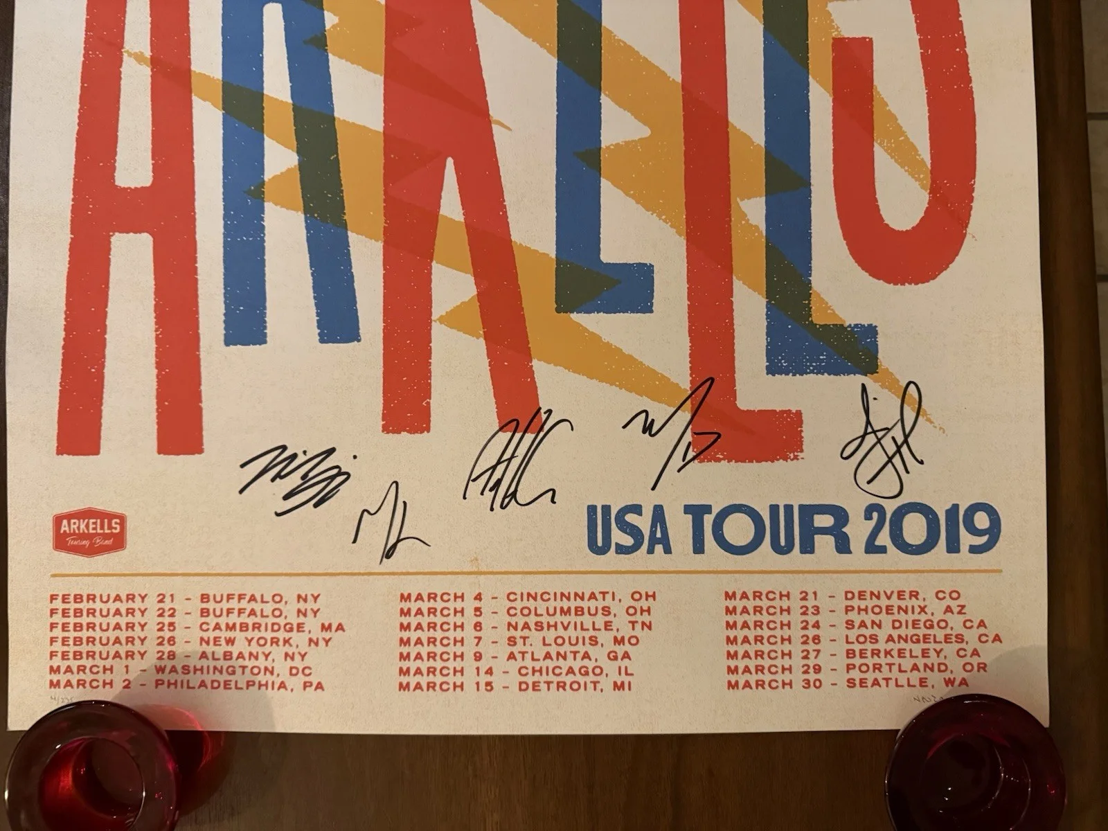 ARKELLS Band Signed 2019 USA Tour Concert Autographed Poster 18x24, изображение 2