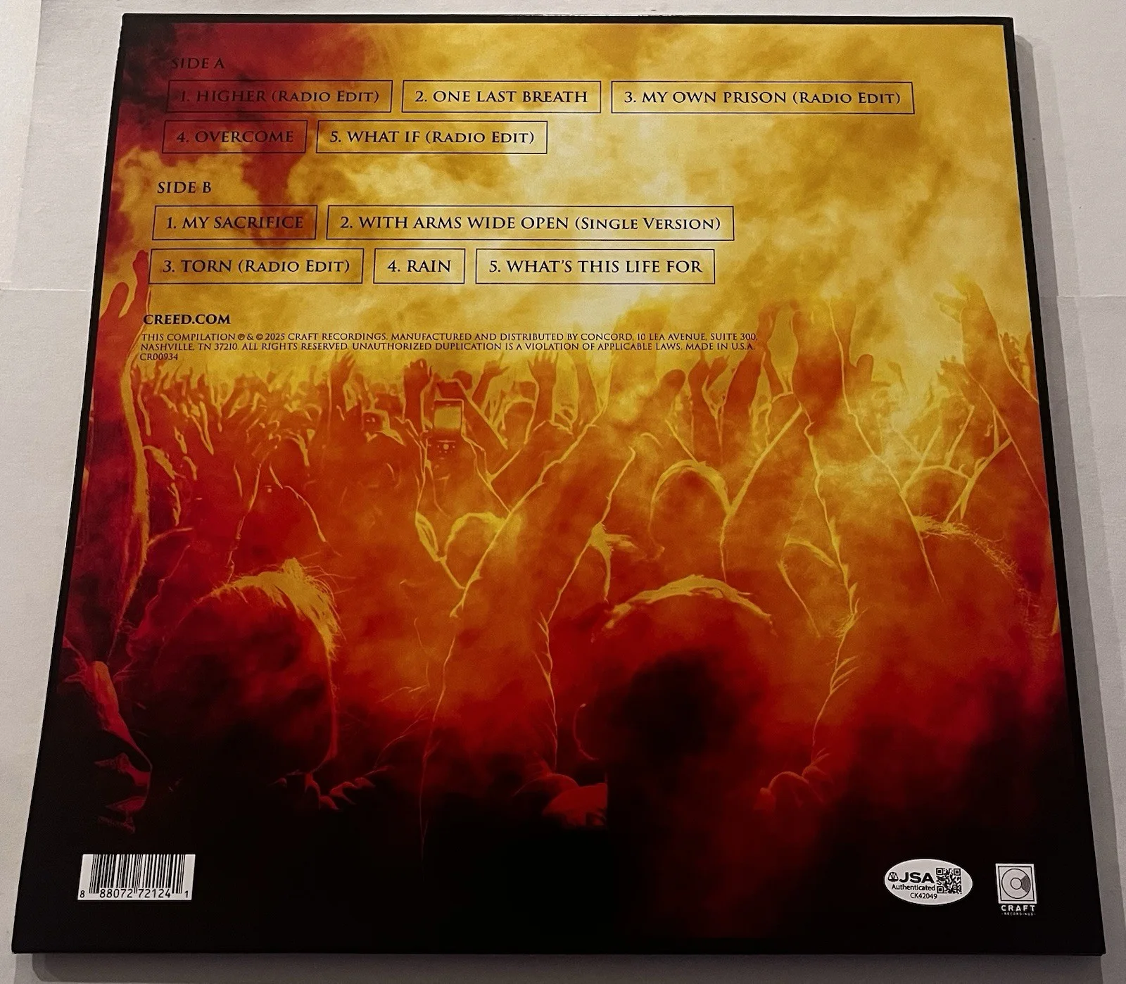 MARK TREMONTI CREED BAND SIGNED THE BEST OF CREED LP VINYL RECORD ALBUM JSA COA, изображение 4