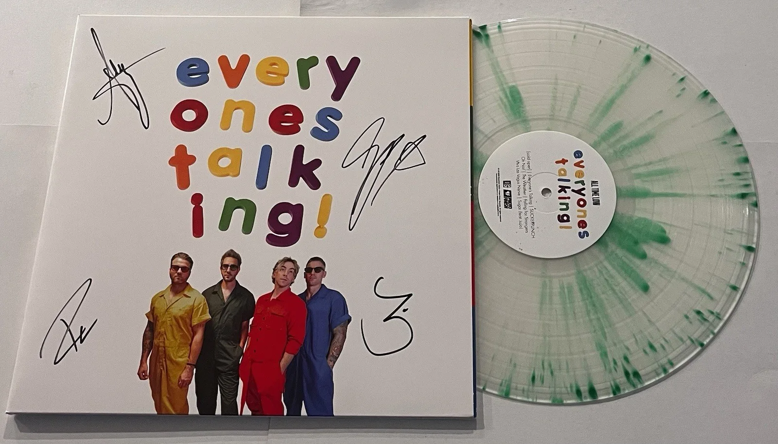 ALL TIME LOW BAND SIGNED EVERYONES TALKING LP VINYL RECORD ALBUM ALEX +3 JSA COA, изображение 2
