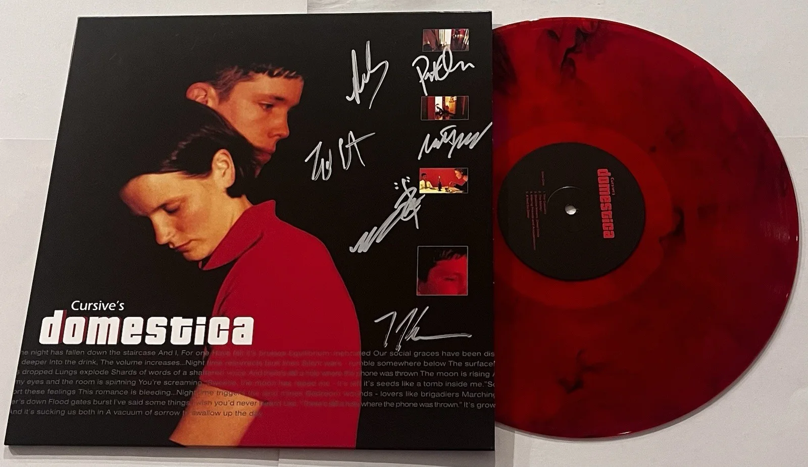 CURSIVE BAND SIGNED DOMESTICA LP VINYL RECORD ALBUM TIM KASHER +5 JSA COA, image 2