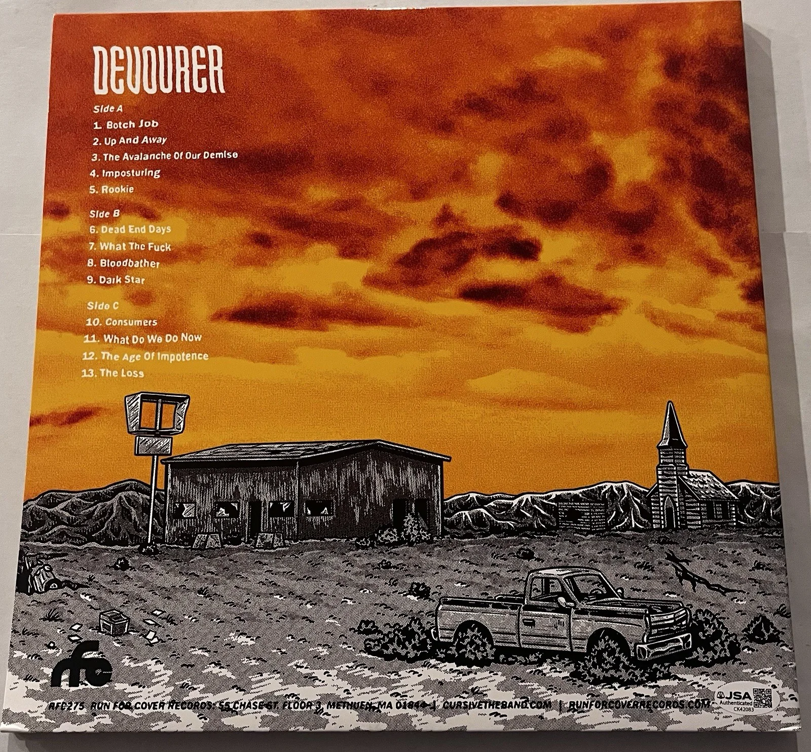 CURSIVE BAND SIGNED DEVOURER LP VINYL RECORD ALBUM TIM KASHER +5 JSA COA, image 4