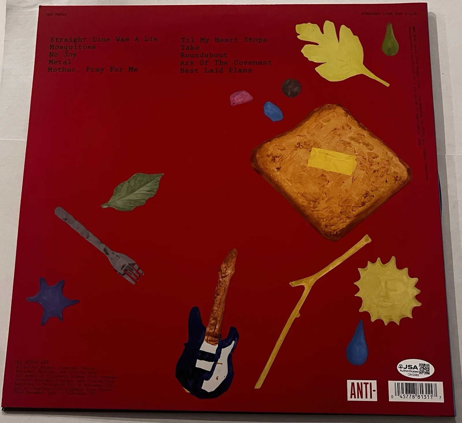THE BETHS BAND SIGNED STRAIGHT LINE WAS A LIE LP VINYL RECORD ALBUM JSA COA, изображение 4